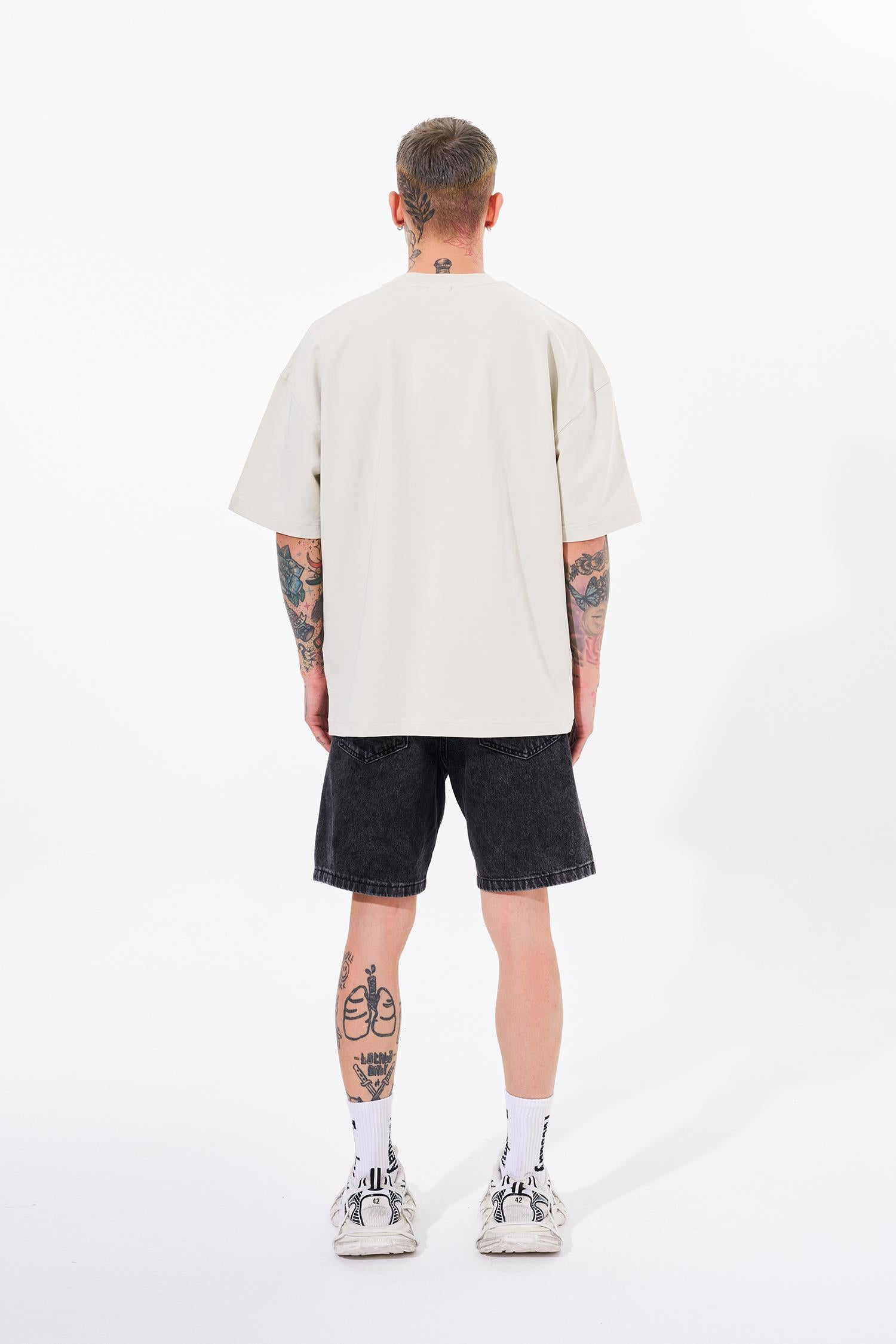 Erkek Dama Patch Oversize Tişört Uzay Grisi