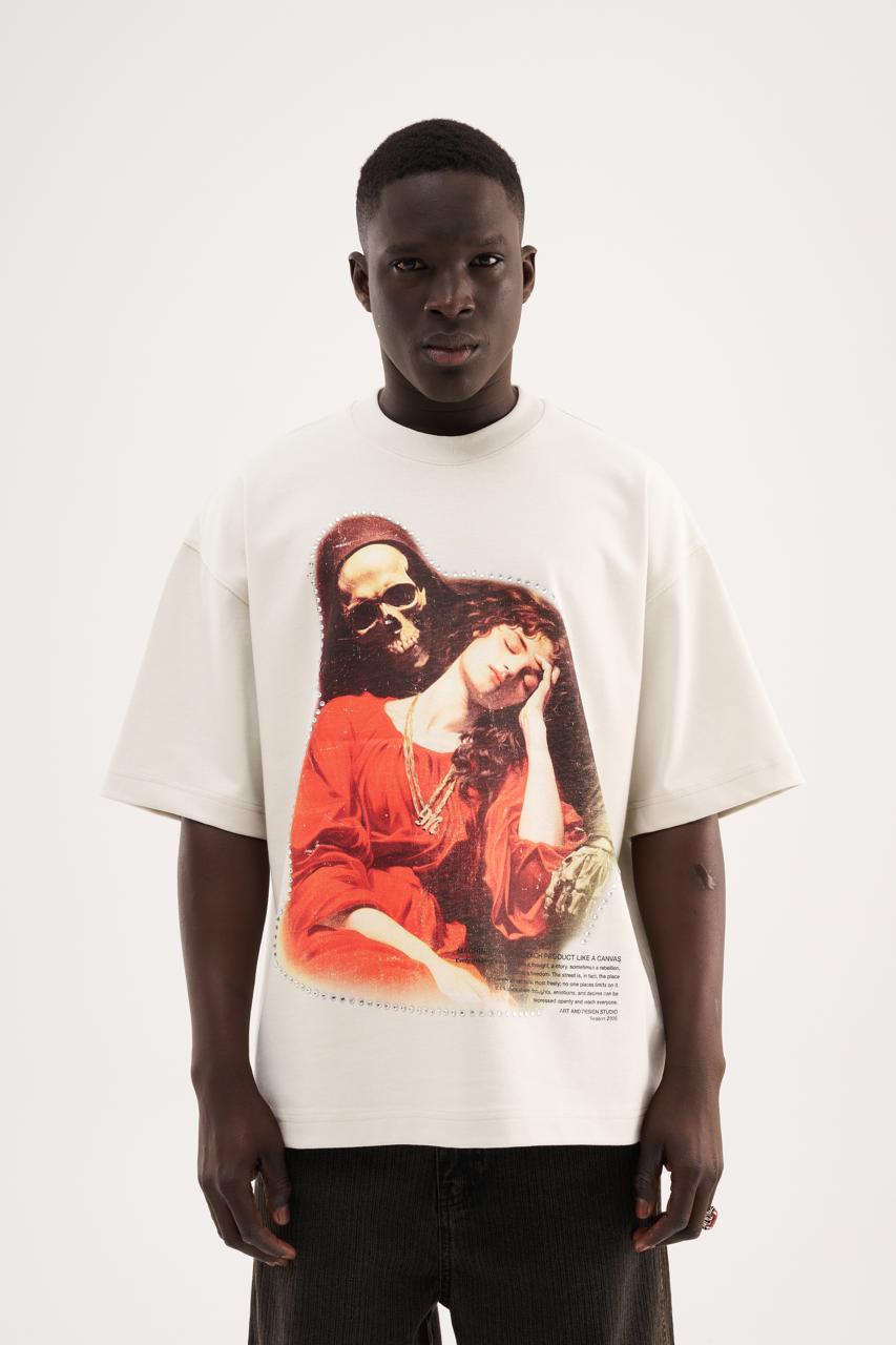 Erkek Dark Romanticism Oversize Tişört Uzay Grisi