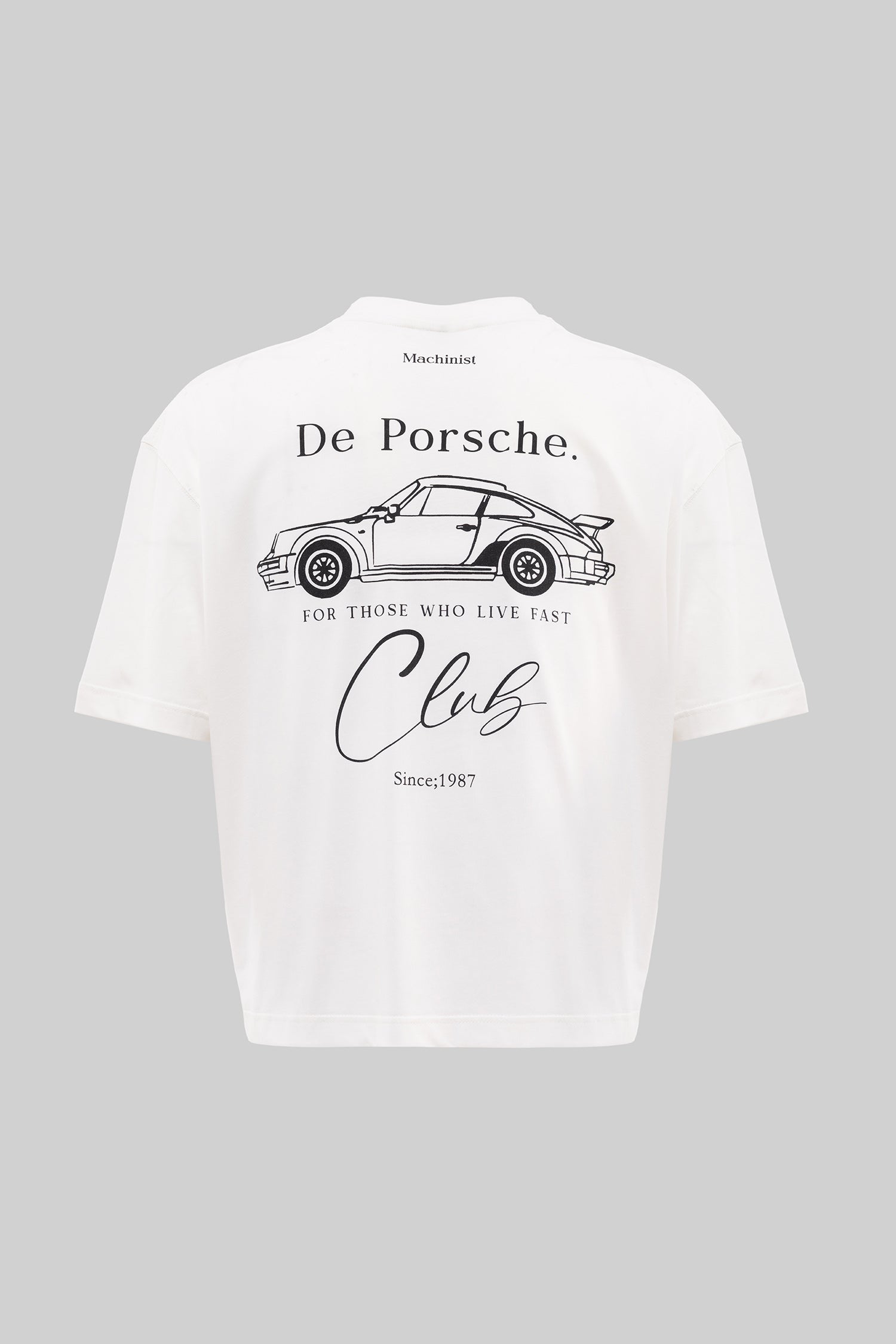 Erkek De Porsche Baskılı Oversize Tişört Ekru
