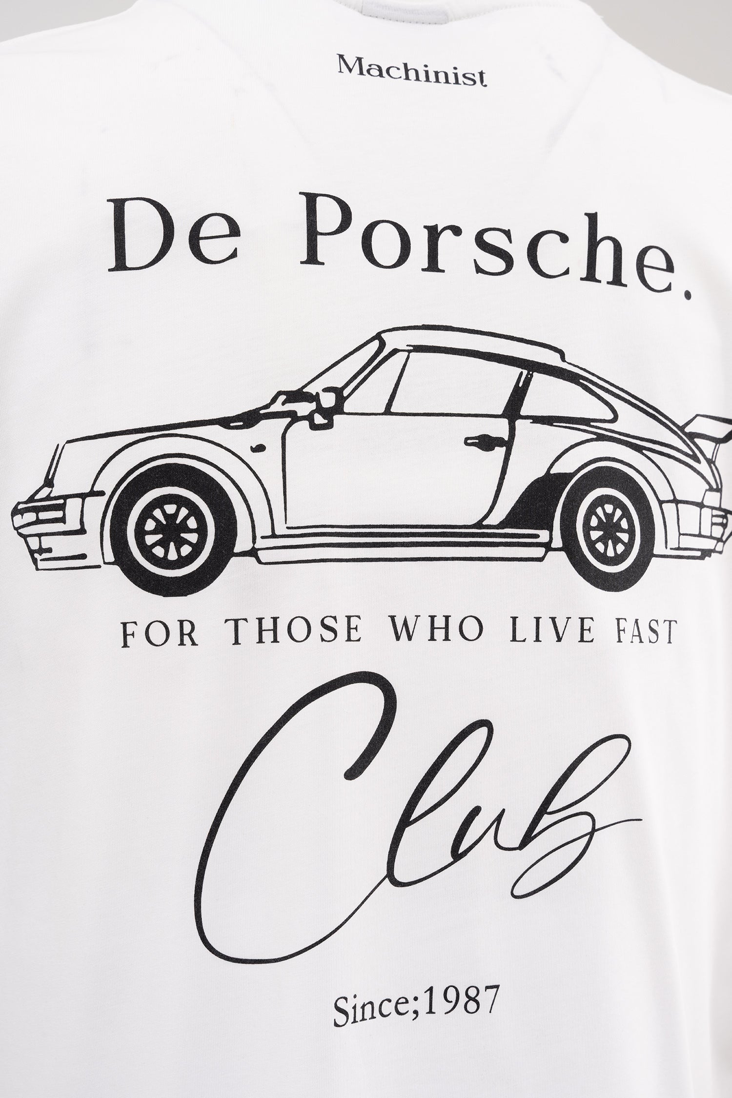Erkek De Porsche Baskılı Oversize Tişört Ekru-4