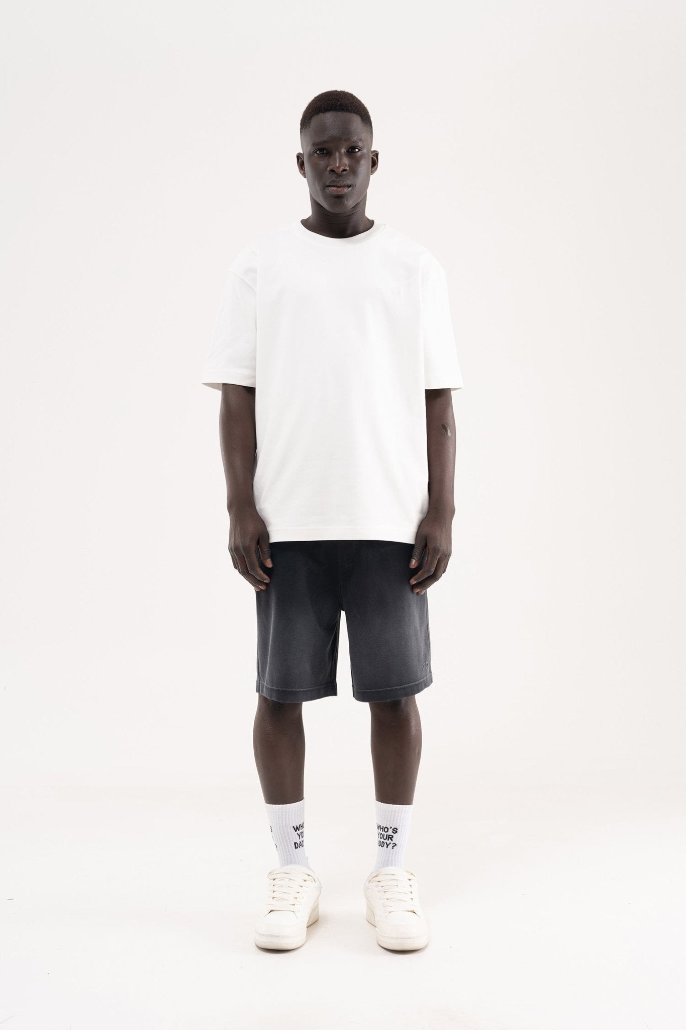 Erkek Degrade Efected Washing Oversize Şort Antrasit