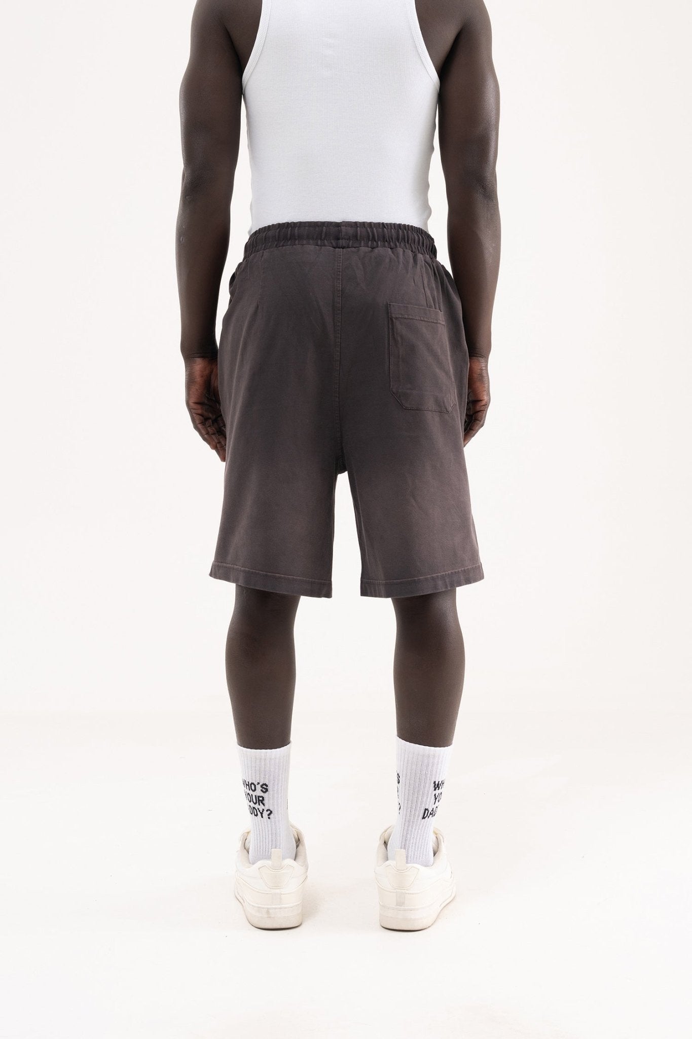 Erkek Degrade Efected Washing Oversize Şort Koyu Kahverengi