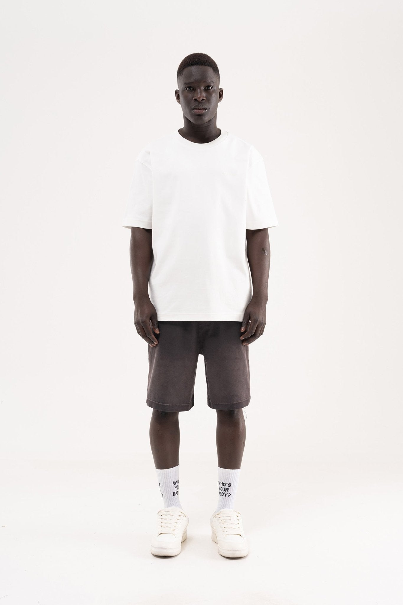 Erkek Degrade Efected Washing Oversize Şort Koyu Kahverengi