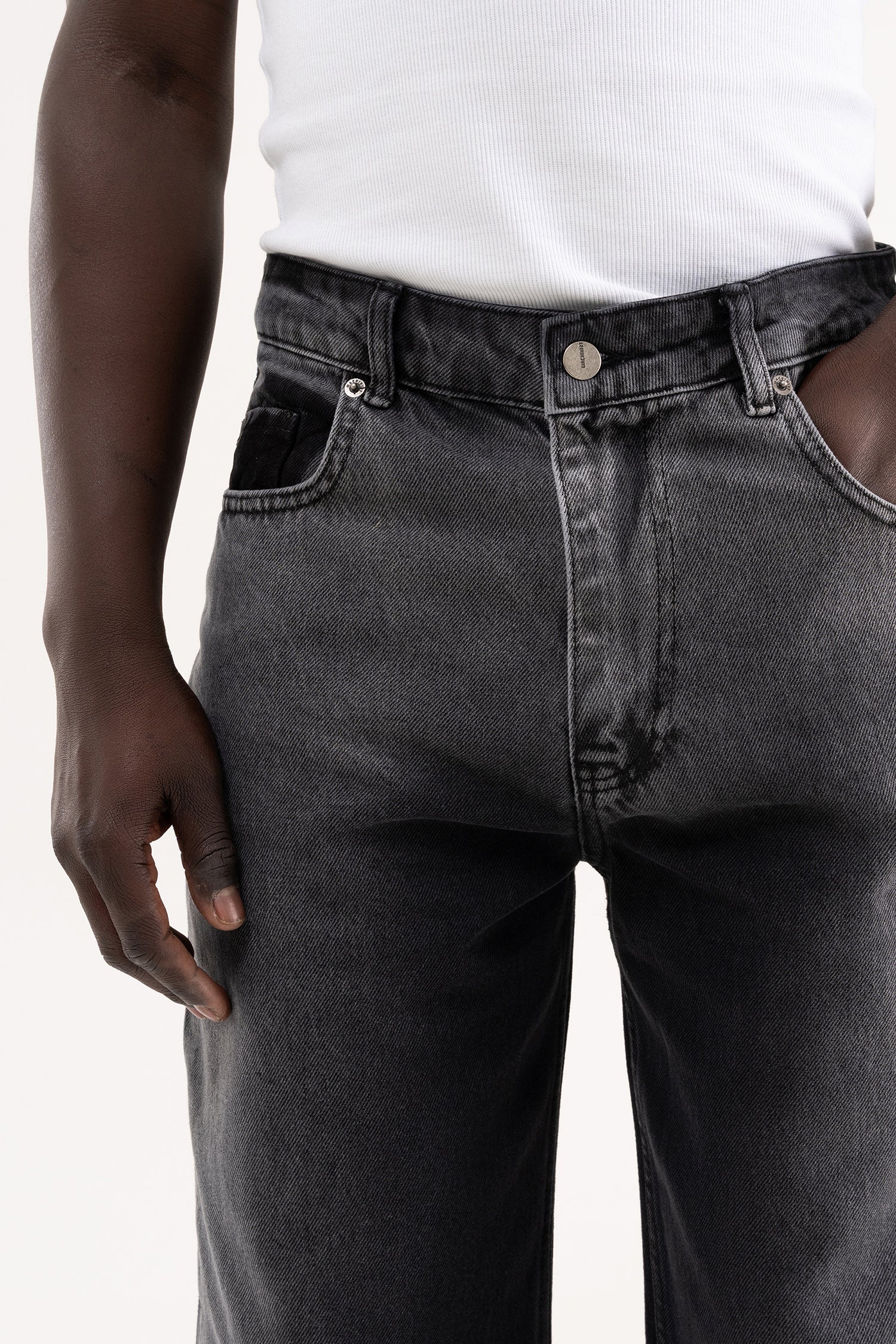 Erkek Degrade Effected Baggy Jean Pantolon Açık Siyah-3