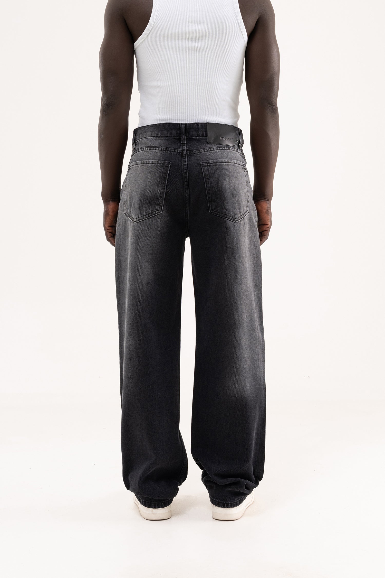 Erkek Degrade Effected Baggy Jean Pantolon Açık Siyah-4