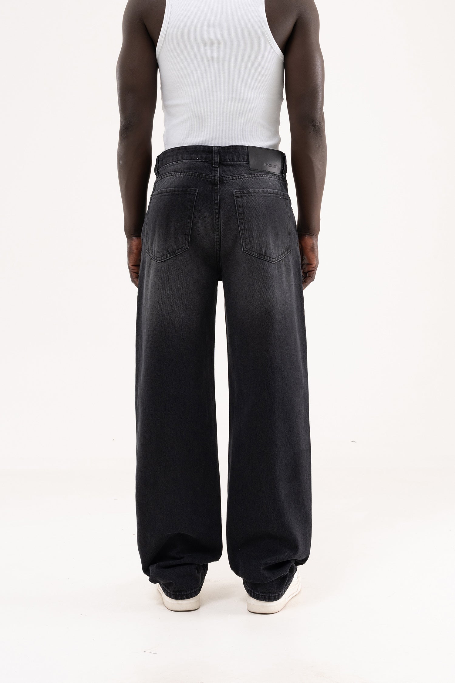 Erkek Degrade Effected Baggy Jean Pantolon Siyah-4