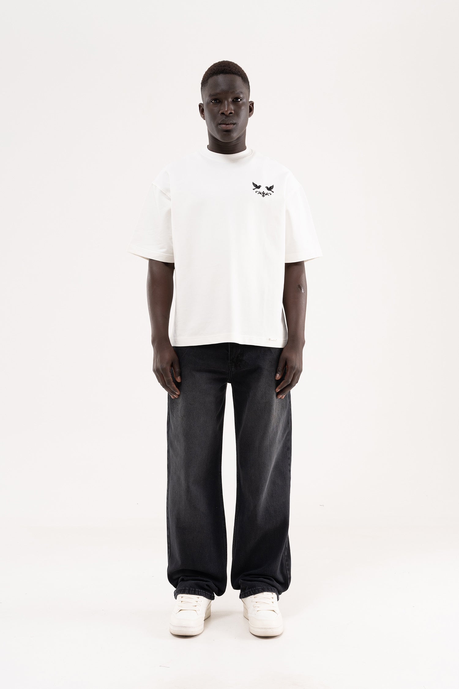 Erkek Degrade Effected Baggy Jean Pantolon Siyah-6