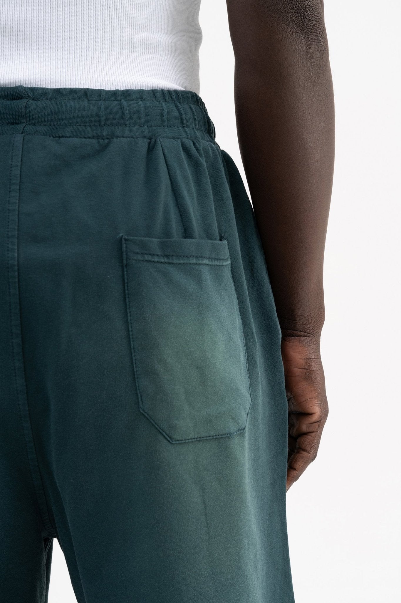 Erkek Degrade Yıkamalı Oversize Şort Yağ Yeşili