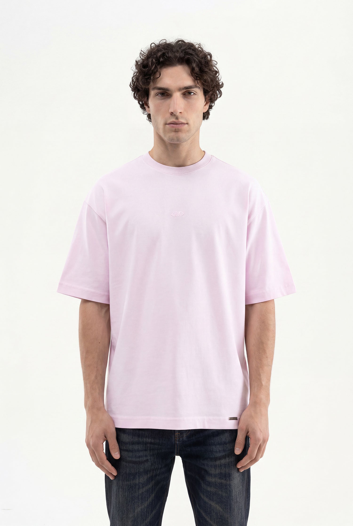 Erkek Degrade Yıkamalı Oversize Tişört Pembe