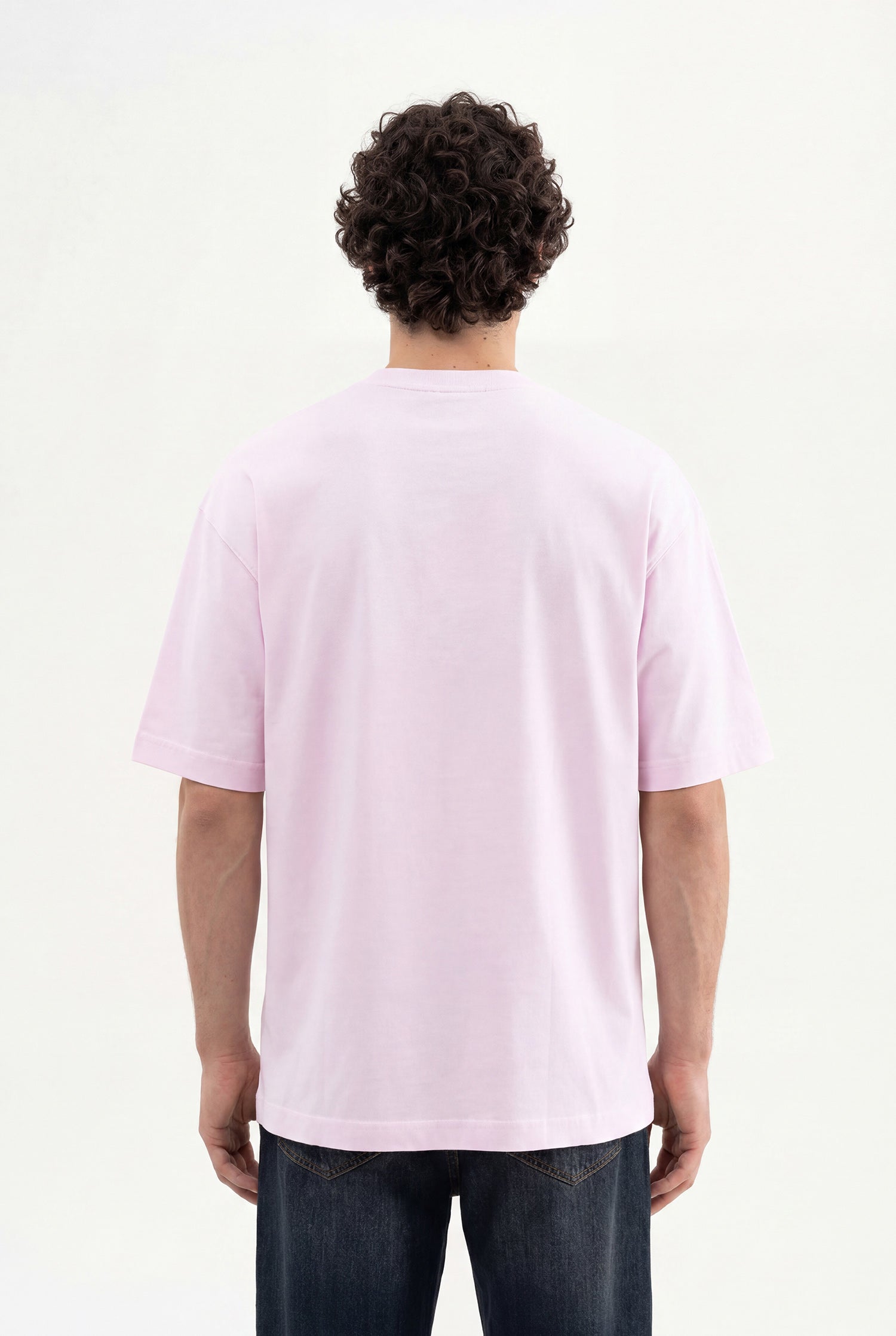 Erkek Degrade Yıkamalı Oversize Tişört Pembe-3