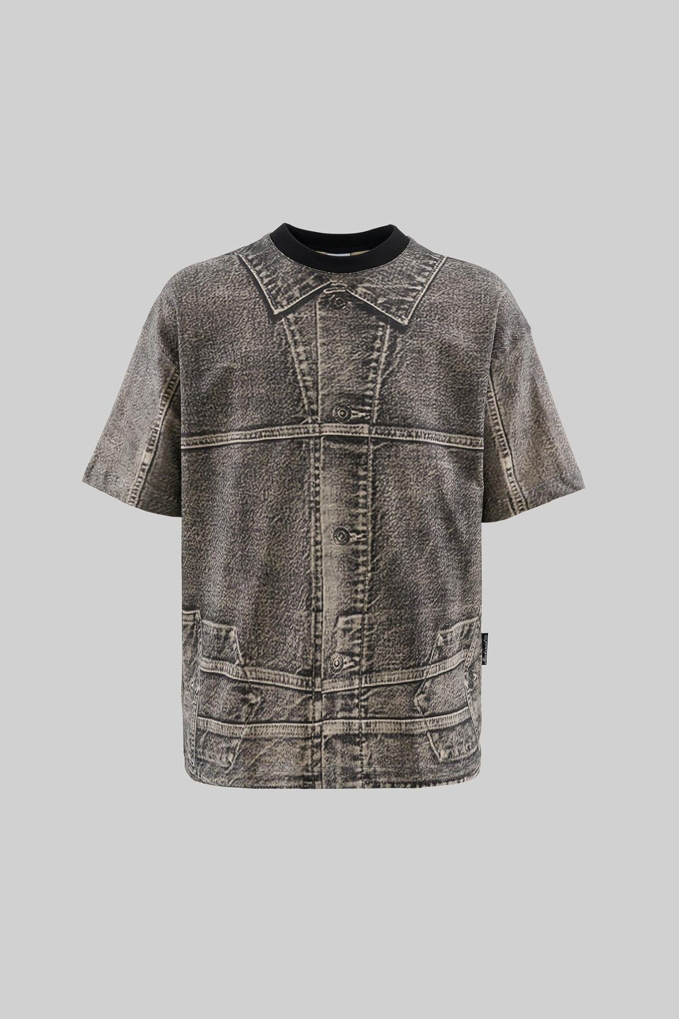 Erkek Denim Efect Oversi̇ze Ti̇şört Kahverengi