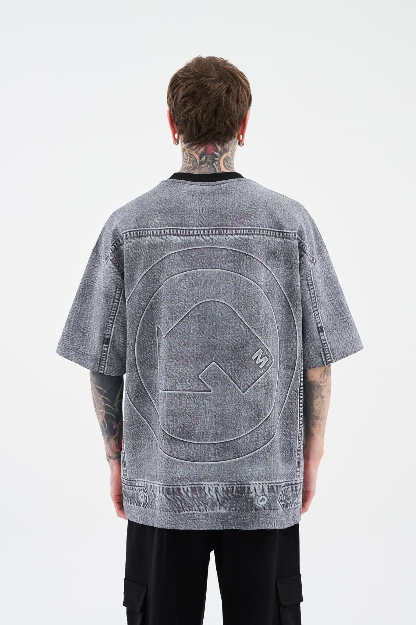 Erkek Denim Efect Oversi̇ze Ti̇şört Uzay Grisi