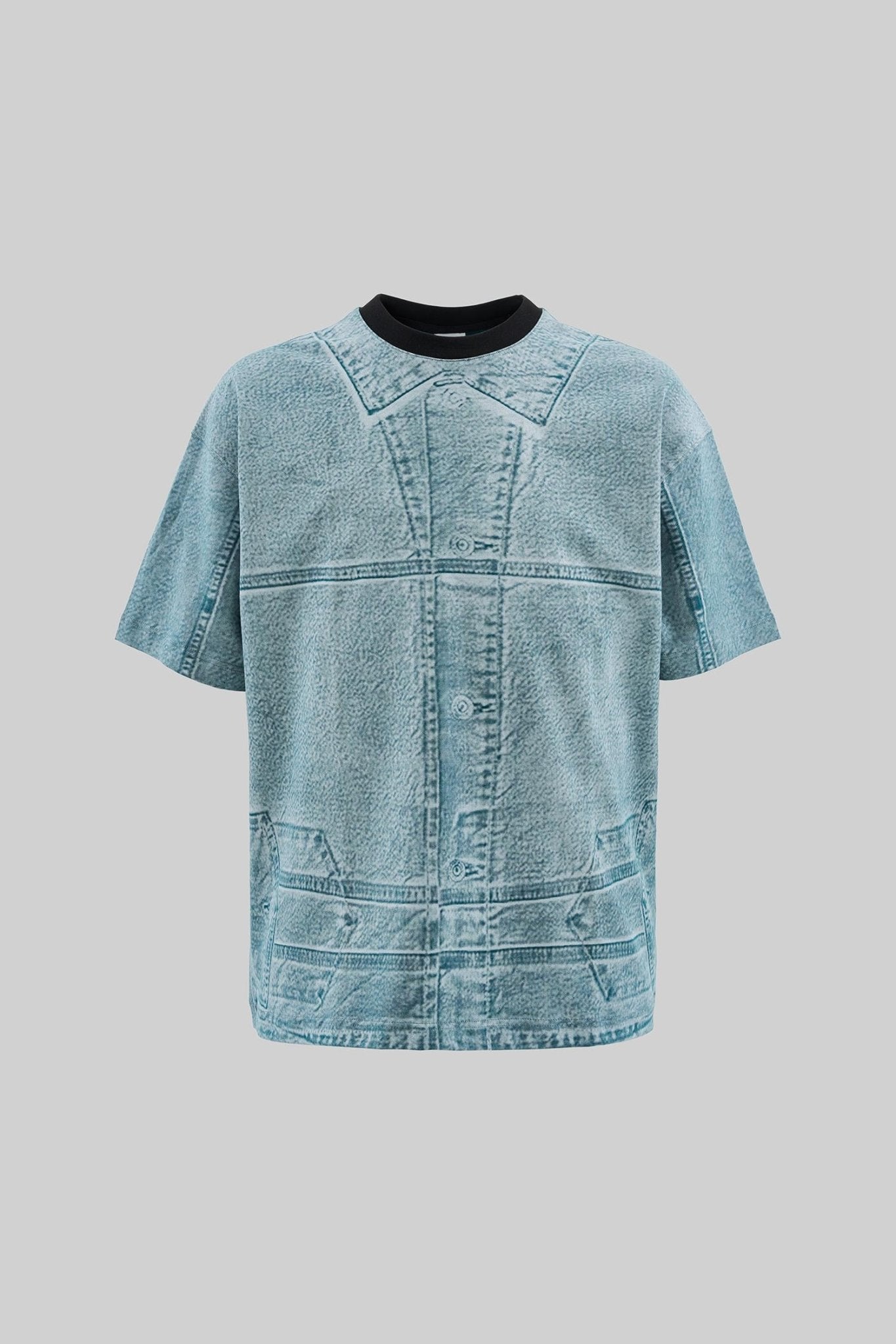 Erkek Denim Efect Oversi̇ze Ti̇şört Yağ Yeşili
