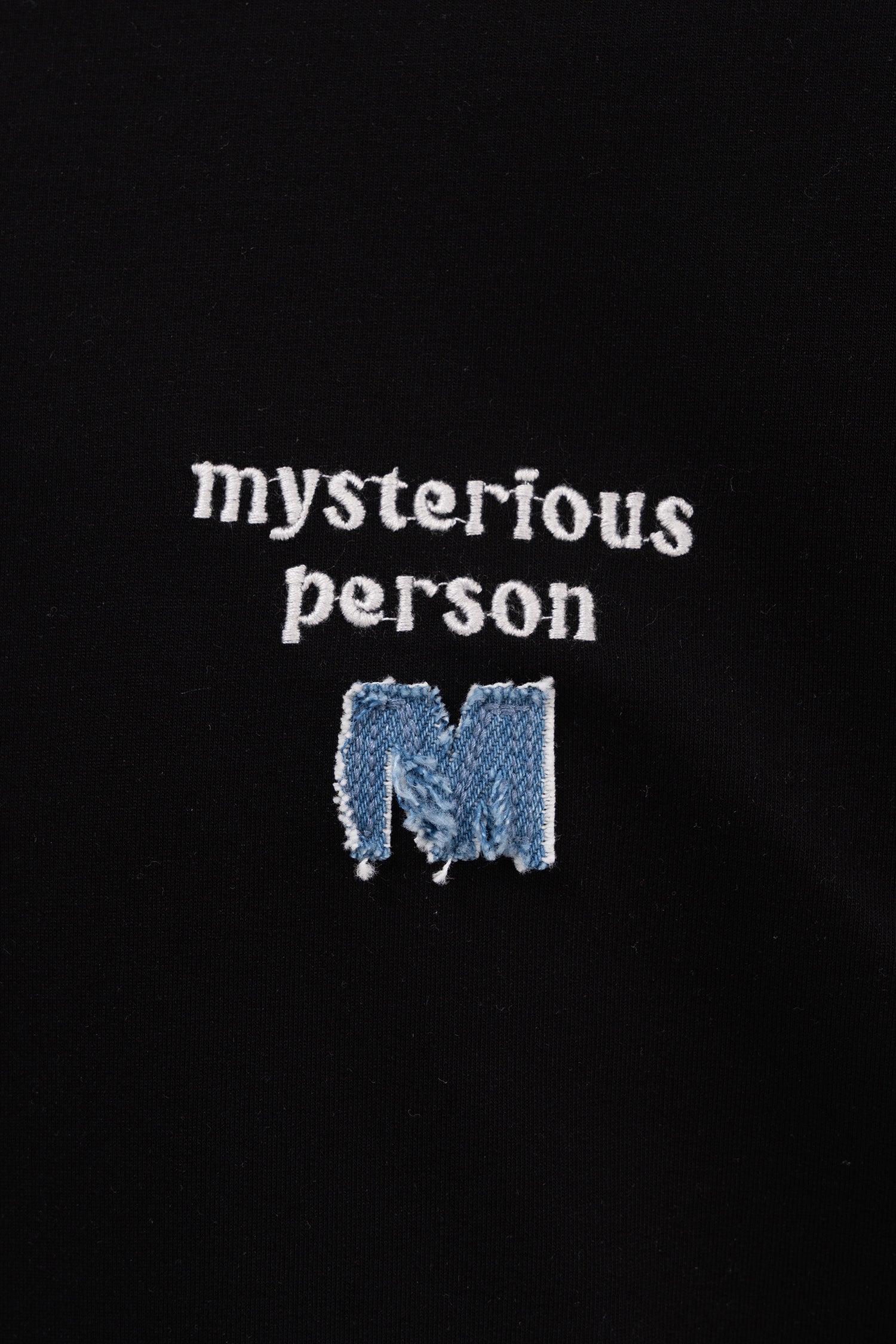 Erkek Denim Patch Nakışlı Baskılı Oversize Tişört Siyah-3