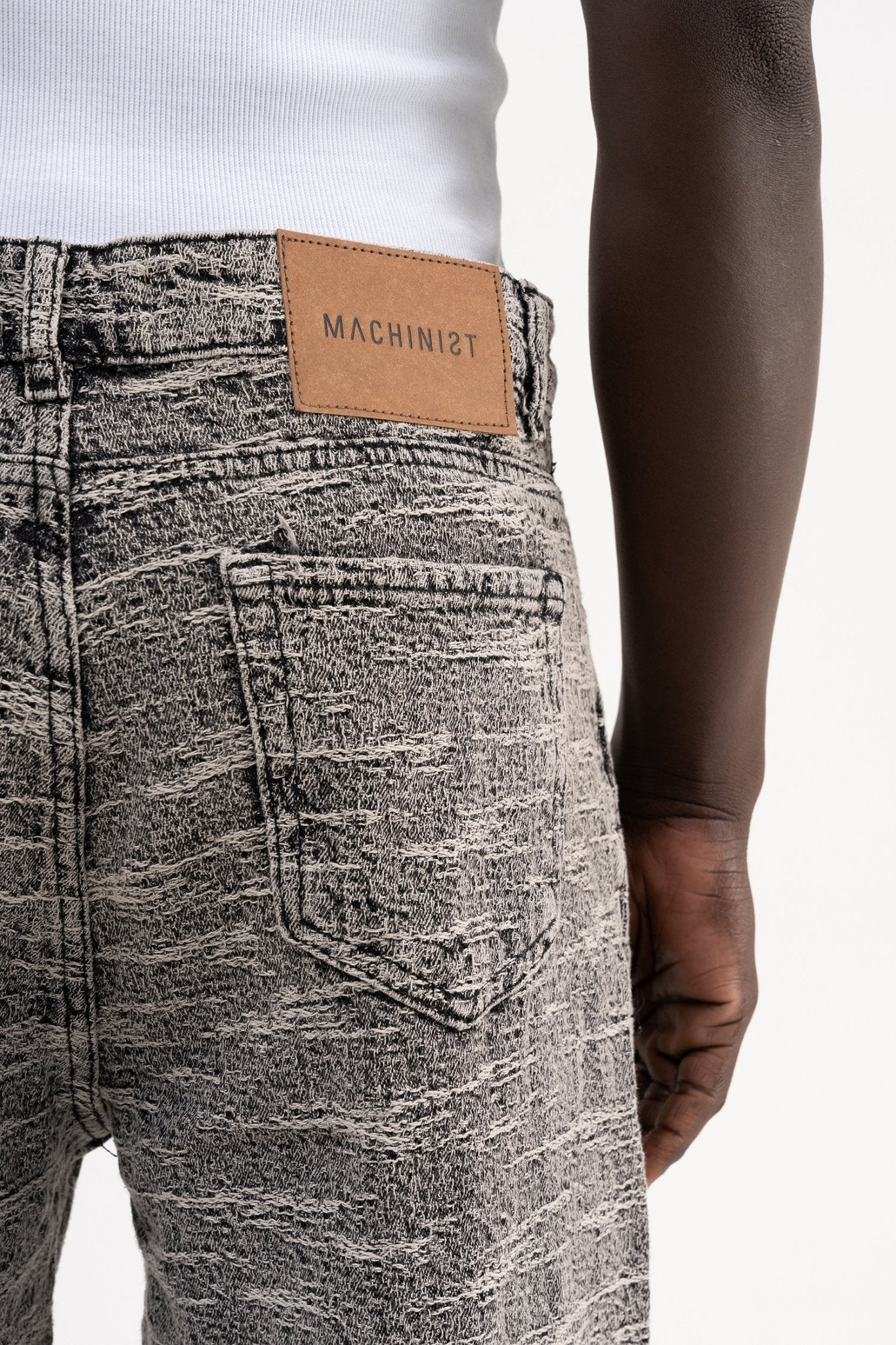 Erkek Desenli Jakarlı Baggy Jean Pantolon Gri
