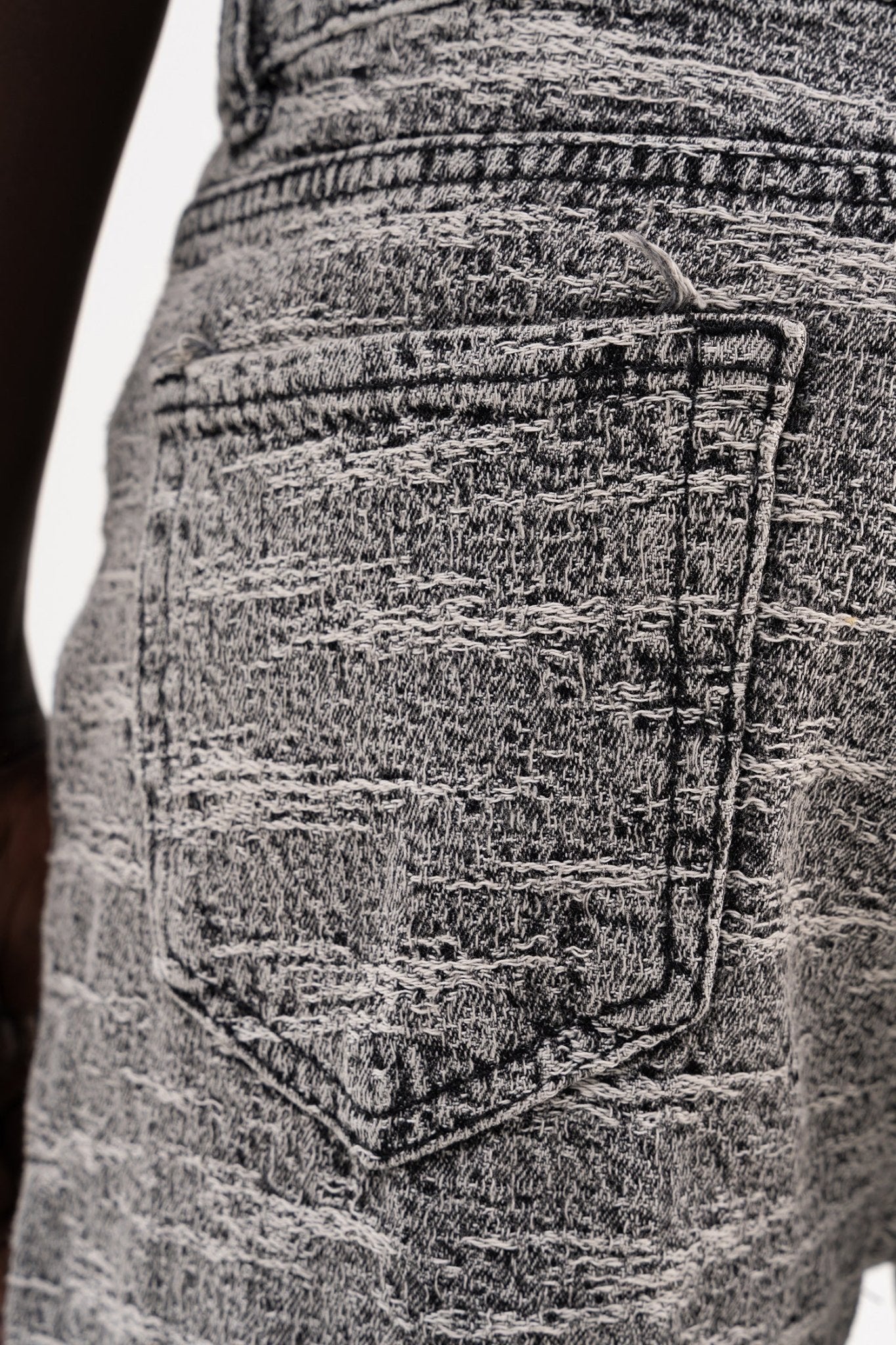 Erkek Desenli Jakarlı Baggy Jean Pantolon Gri