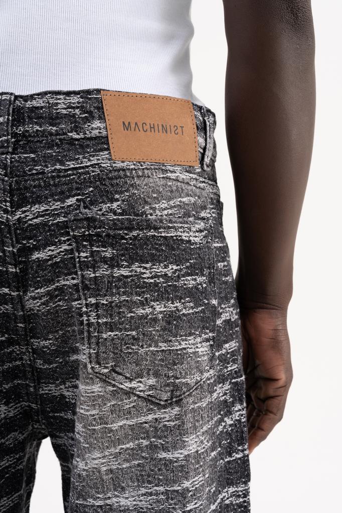 Erkek Desenli Jakarlı Baggy Jean Pantolon Siyah