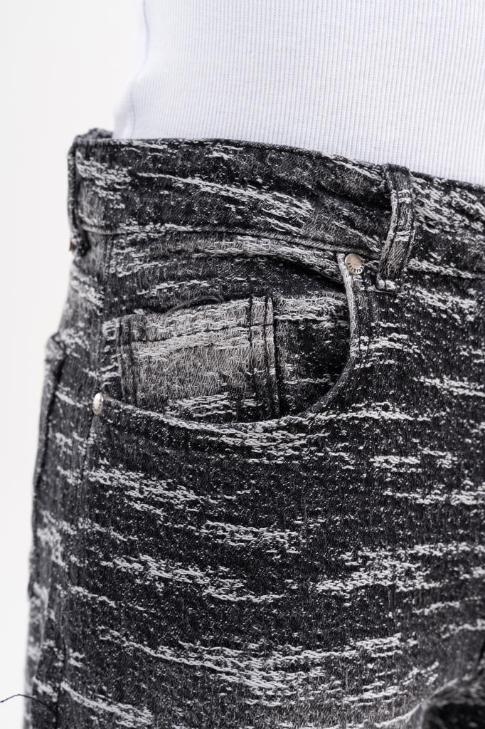 Erkek Desenli Jakarlı Baggy Jean Pantolon Siyah