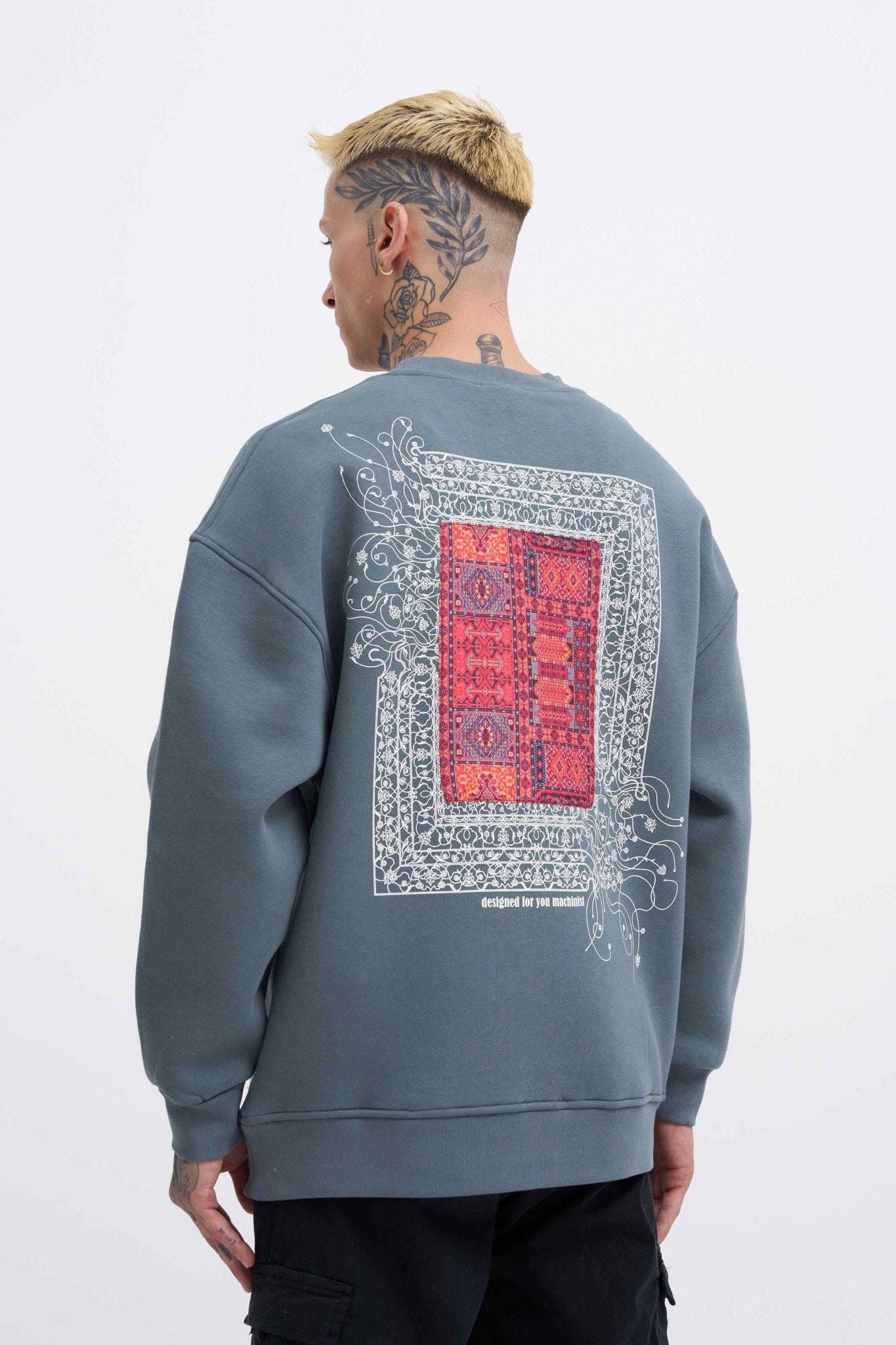 Erkek Designed For You Machinist Sweatshirt Mavi Duman