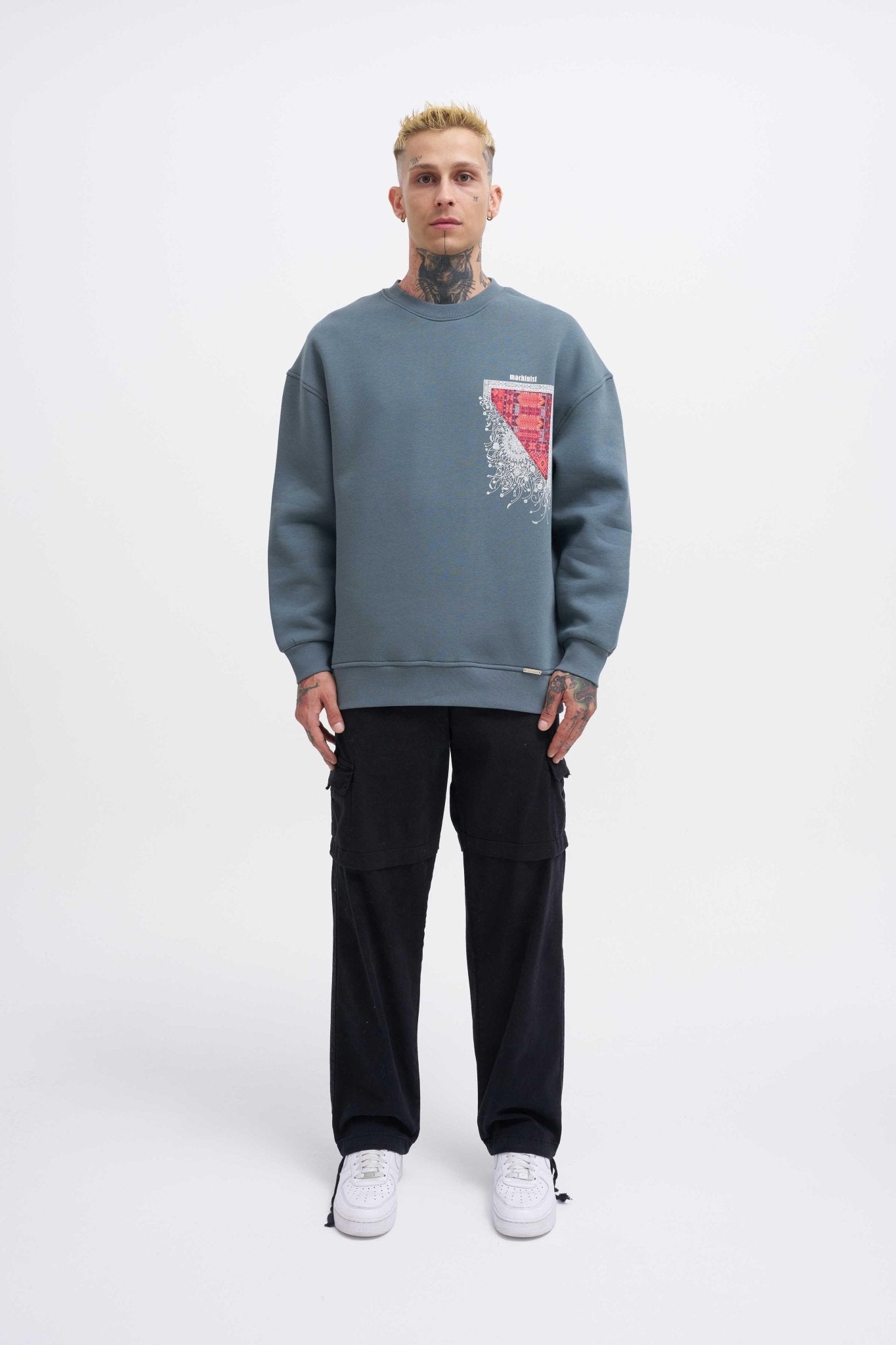 Erkek Designed For You Machinist Sweatshirt Mavi Duman