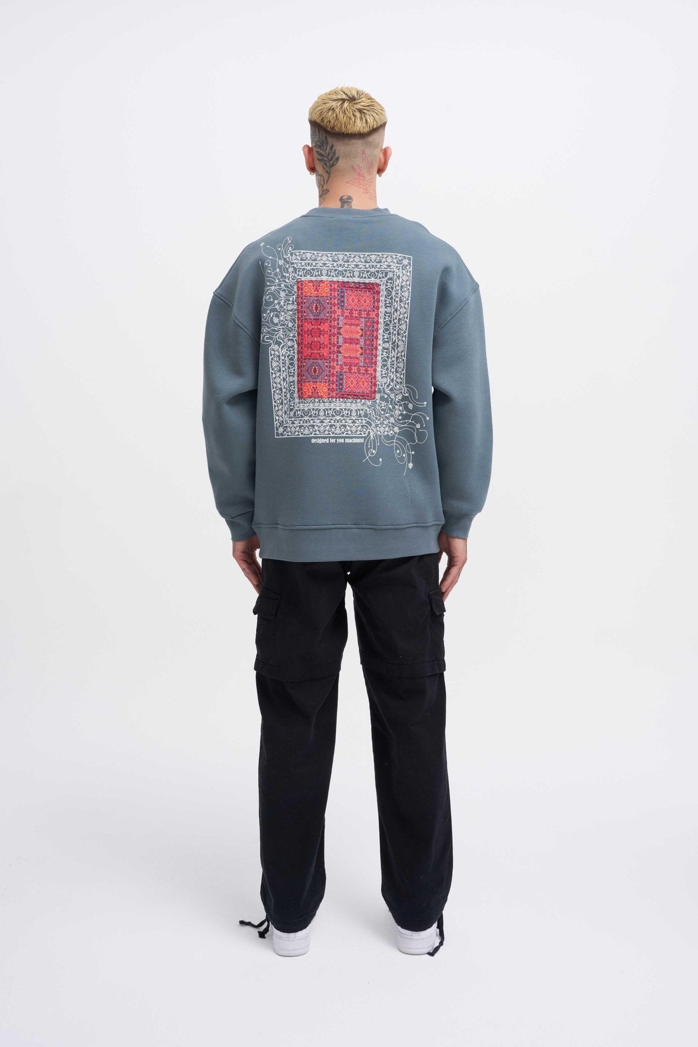 Erkek Designed For You Machinist Sweatshirt Mavi Duman