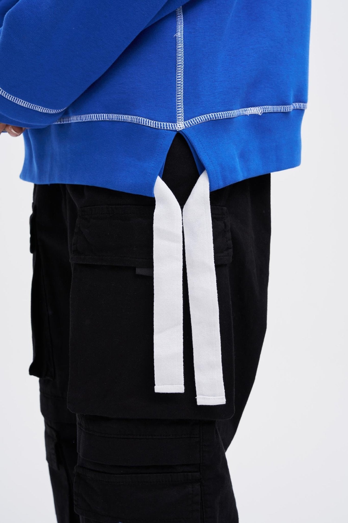 Erkek Dikiş Detay Oversize Sweatshirt Saks Mavi