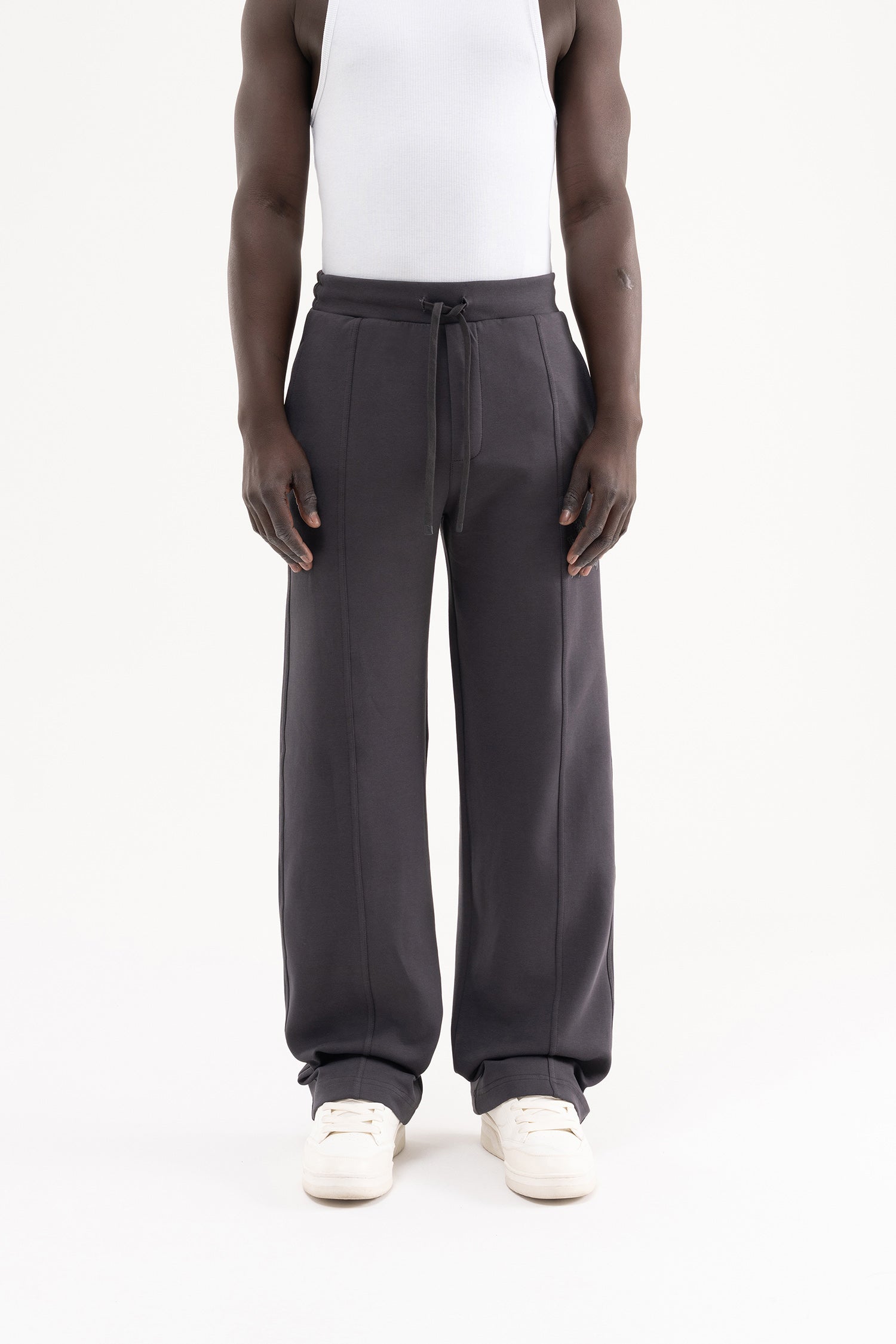 Erkek Dikiş Detaylı Double Face Baggy Pantolon Antrasit
