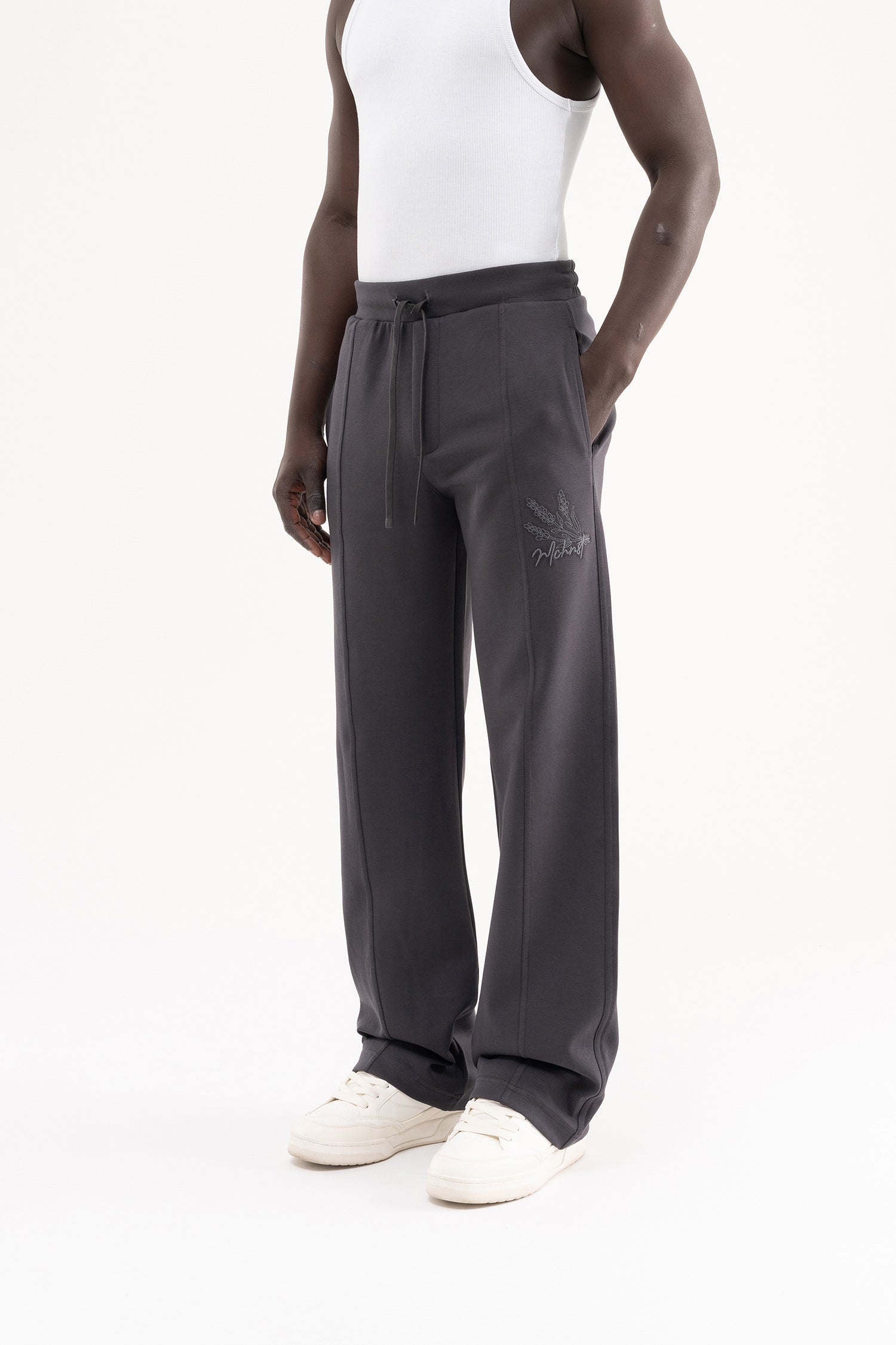 Erkek Dikiş Detaylı Double Face Baggy Pantolon Antrasit
