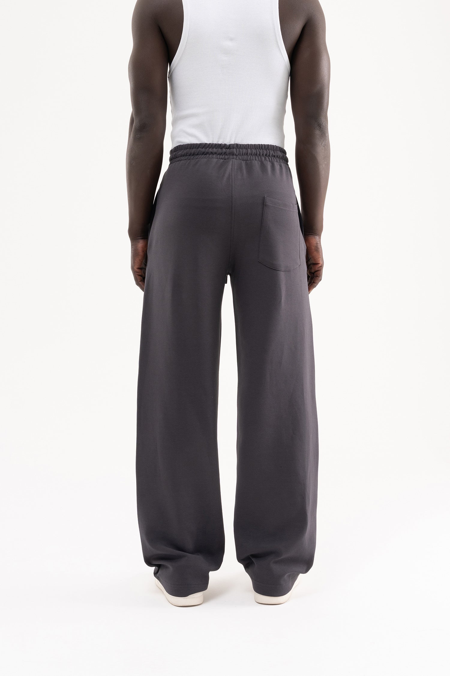 Erkek Dikiş Detaylı Double Face Baggy Pantolon Antrasit-3