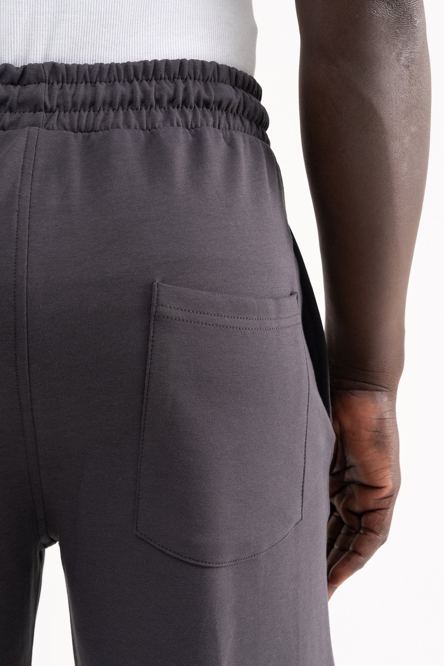 Erkek Dikiş Detaylı Double Face Baggy Pantolon Antrasit-6