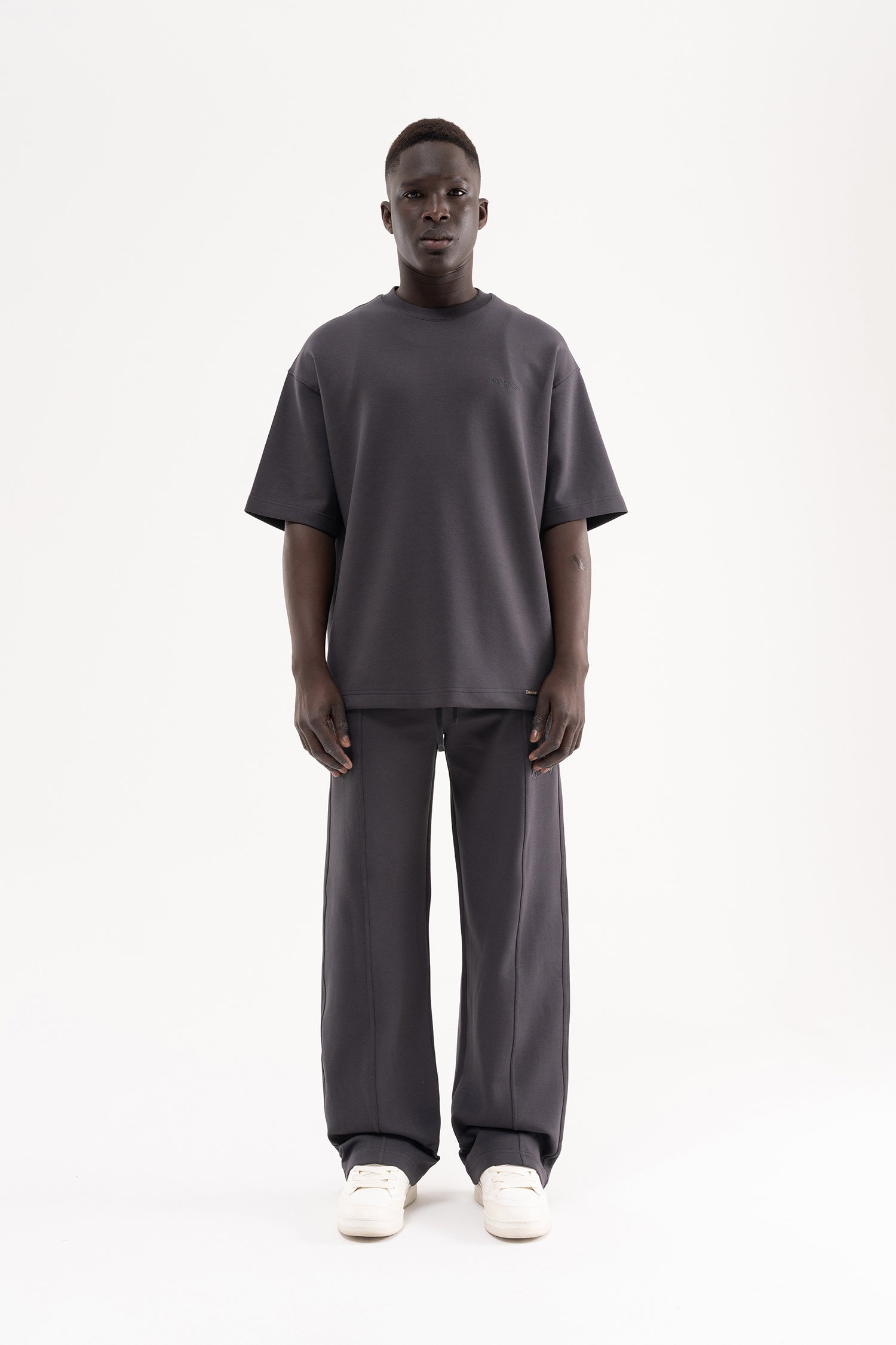 Erkek Dikiş Detaylı Double Face Baggy Pantolon Antrasit-7