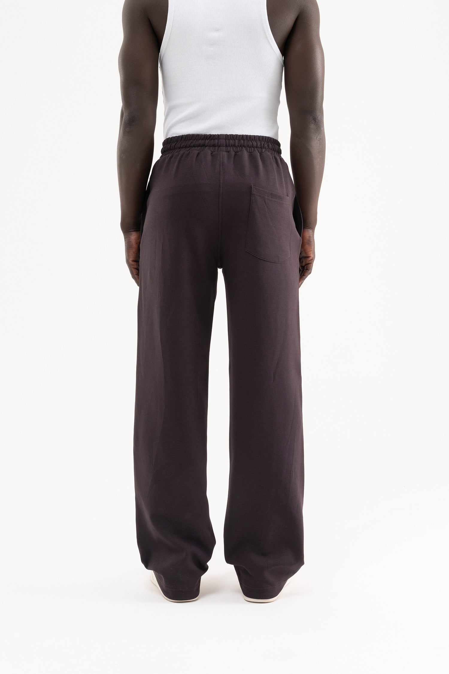 Erkek Dikiş Detaylı Double Face Baggy Pantolon Koyu Kahverengi-3