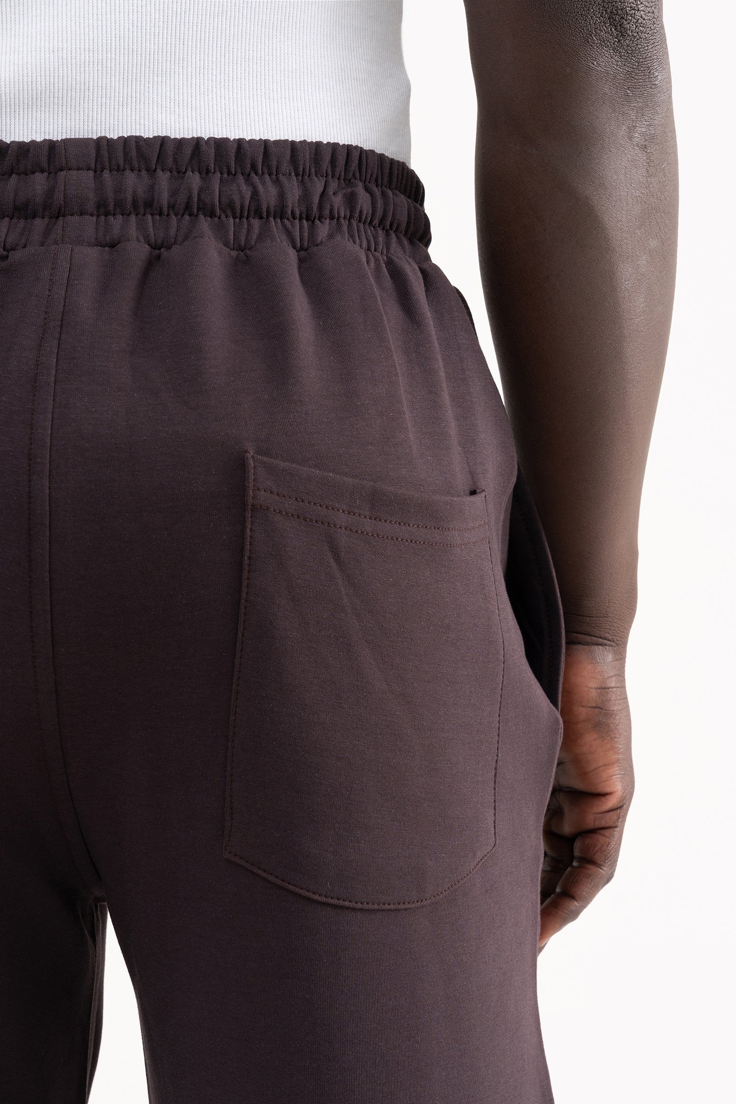 Erkek Dikiş Detaylı Double Face Baggy Pantolon Koyu Kahverengi-6