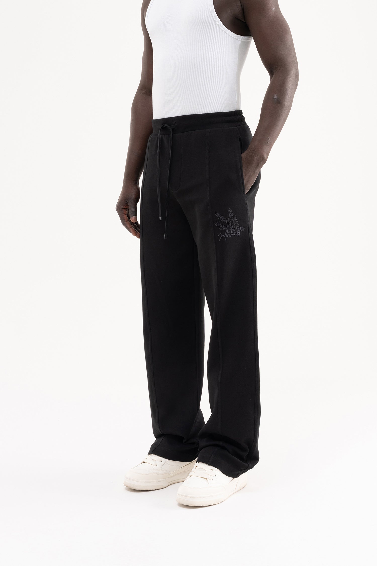 Erkek Dikiş Detaylı Double Face Baggy Pantolon Siyah