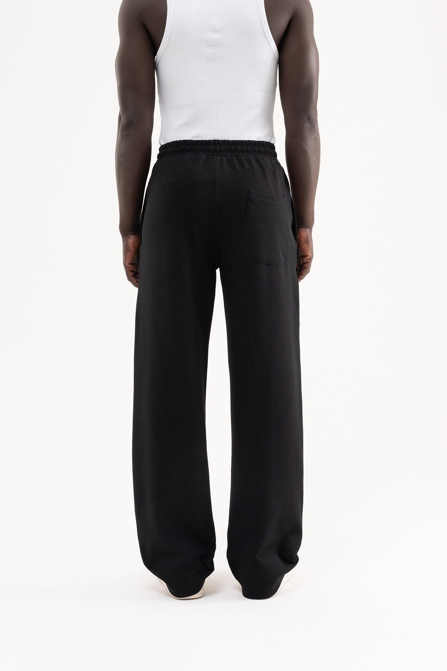 Erkek Dikiş Detaylı Double Face Baggy Pantolon Siyah-3