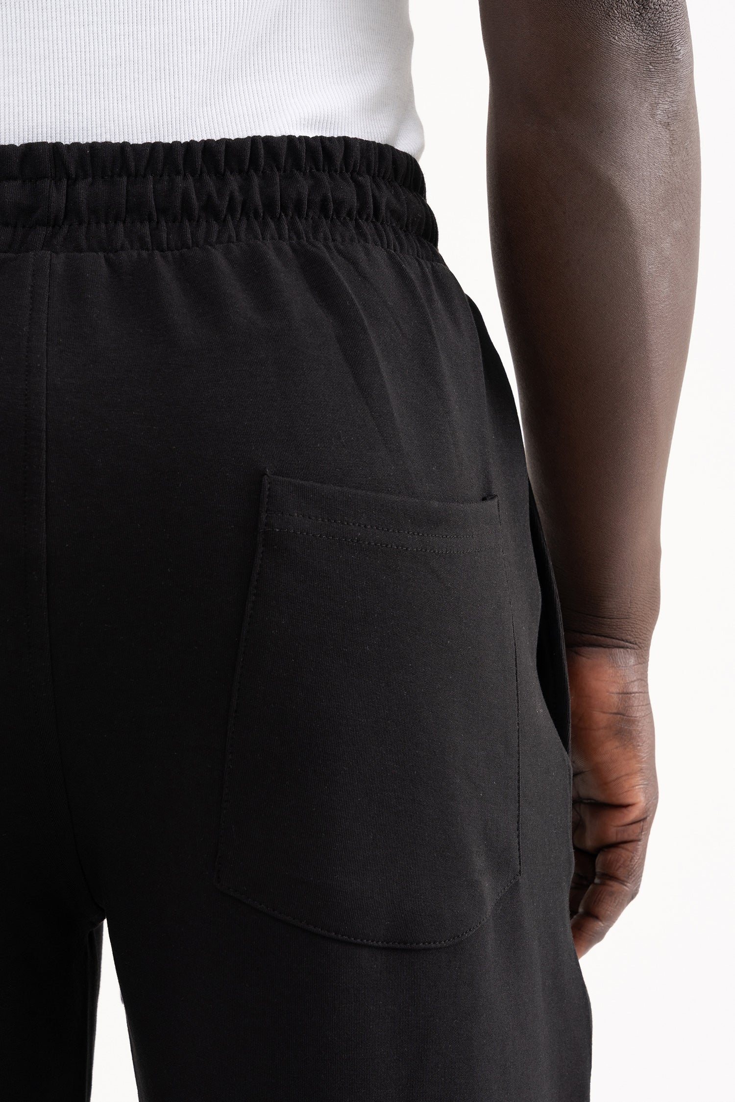 Erkek Dikiş Detaylı Double Face Baggy Pantolon Siyah-6