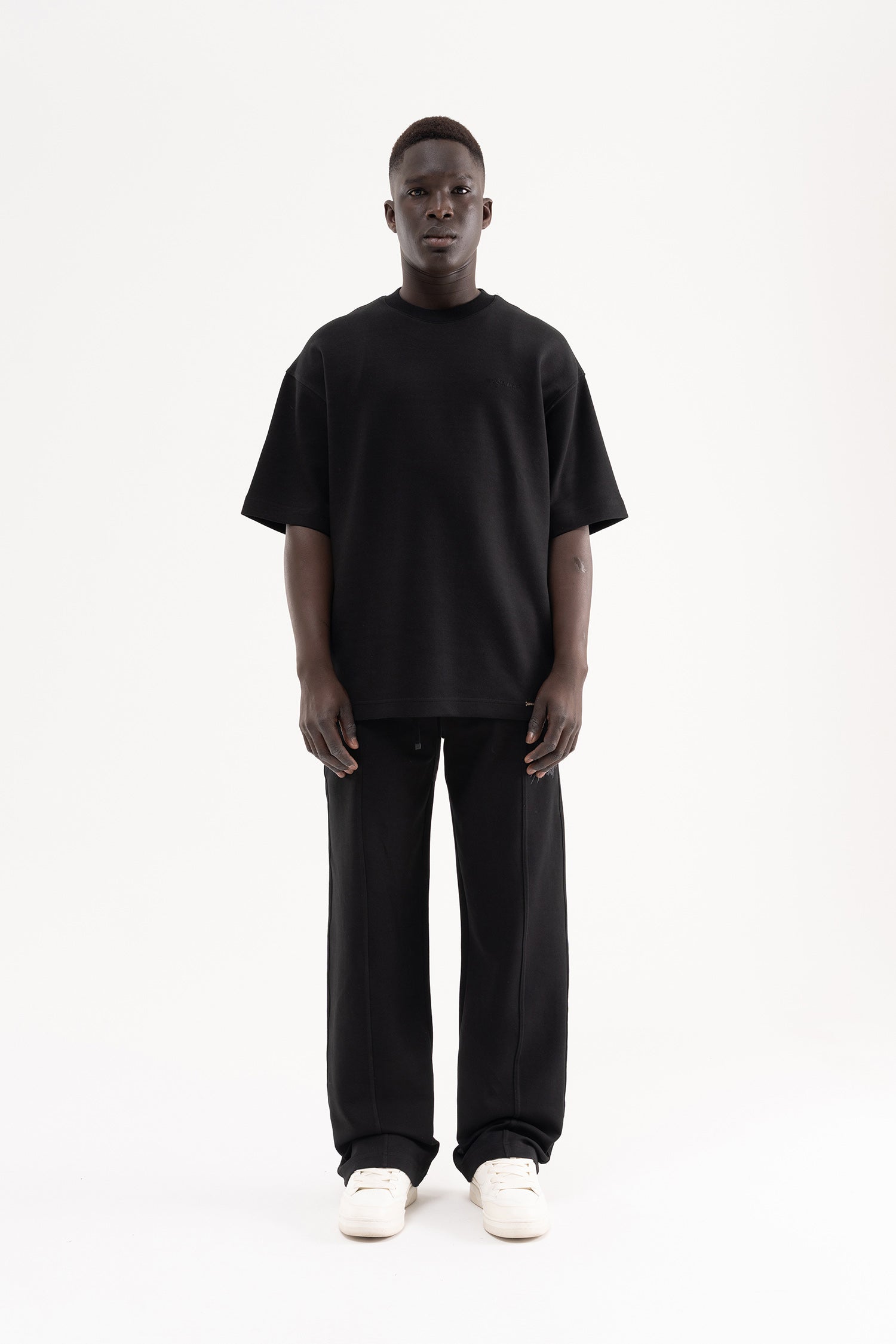 Erkek Dikiş Detaylı Double Face Baggy Pantolon Siyah-7
