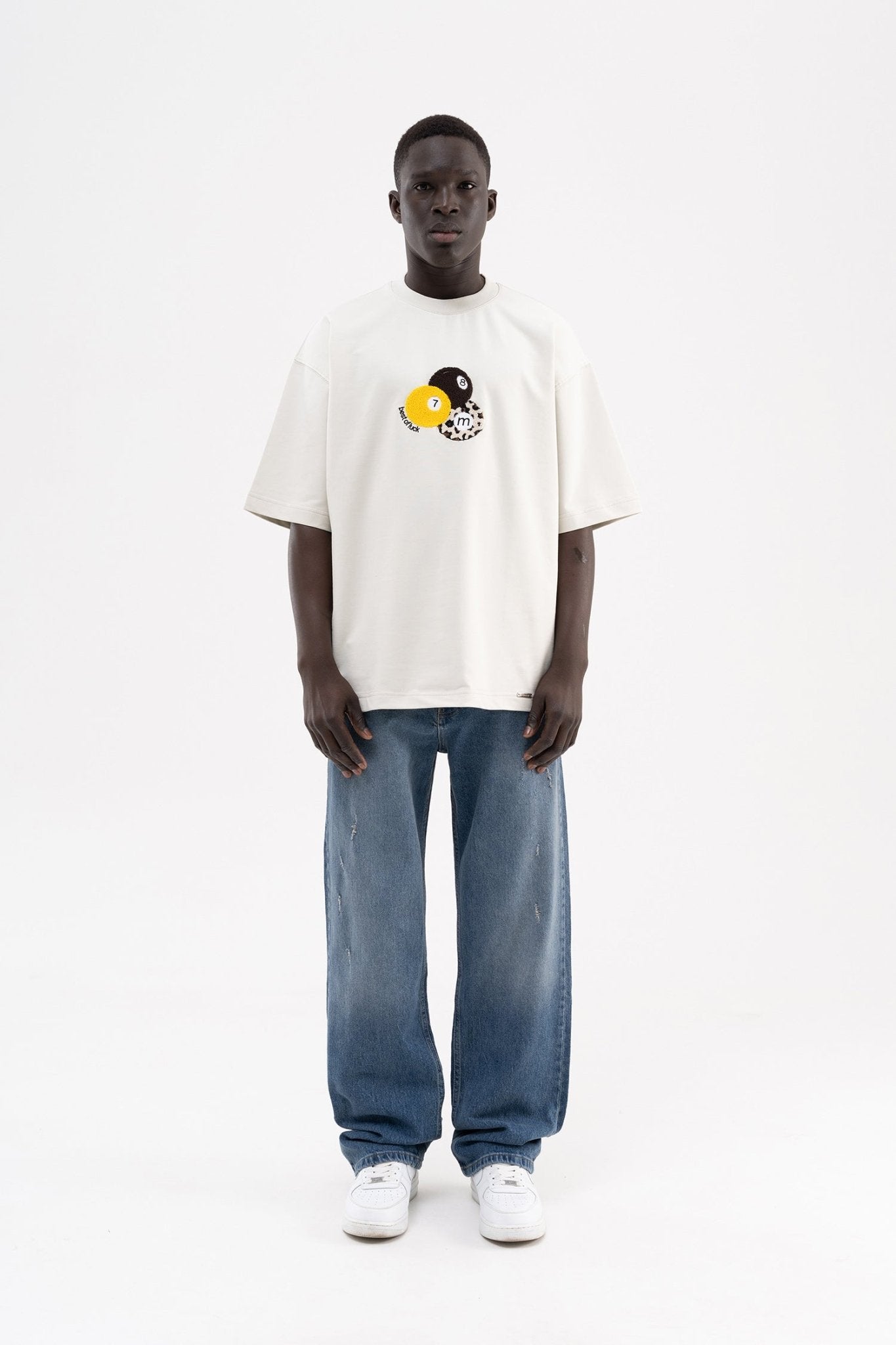 Erkek Distressed Effected Baggy Jean Pantolon Mavi