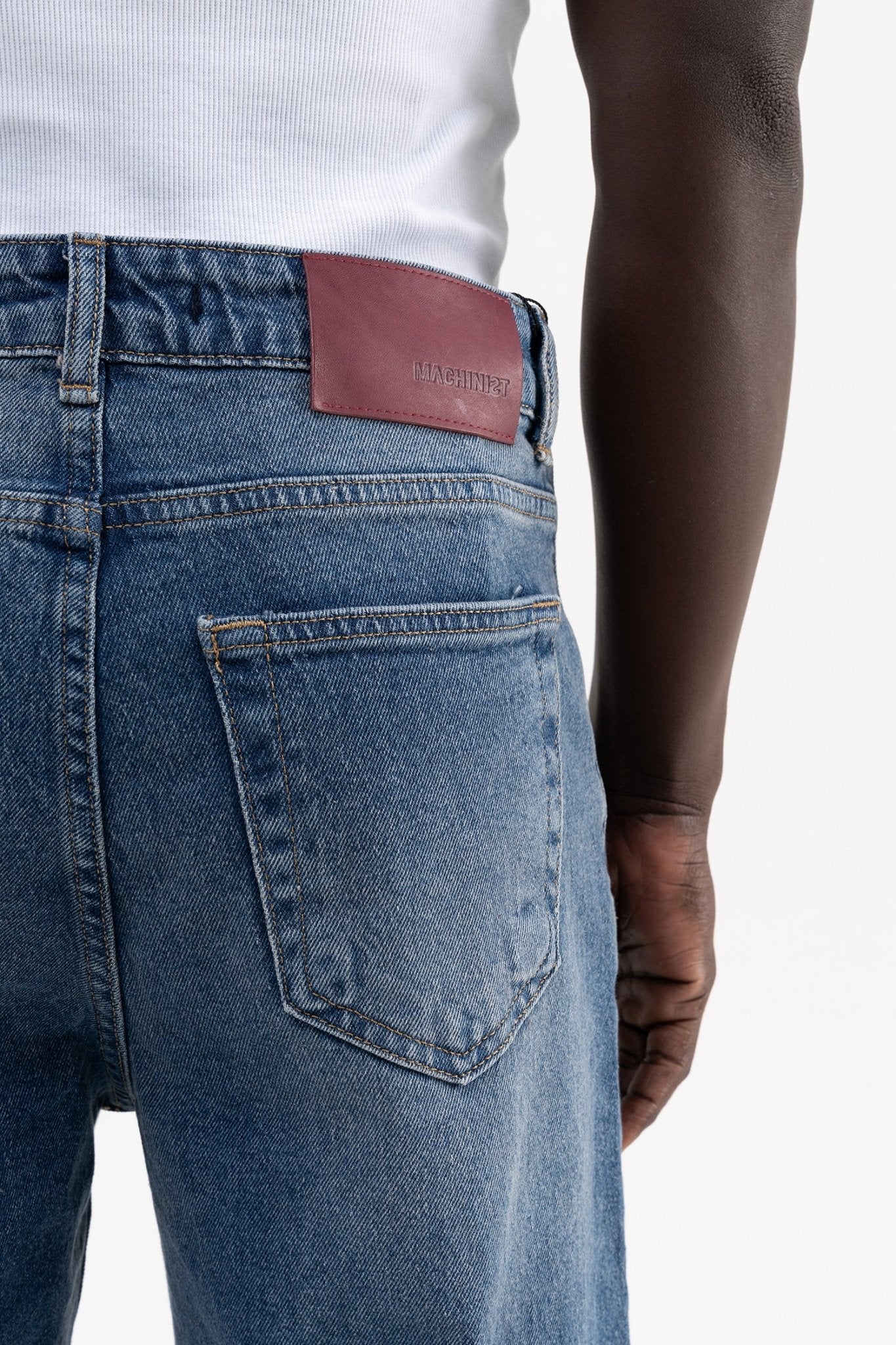 Erkek Distressed Effected Baggy Jean Pantolon Mavi