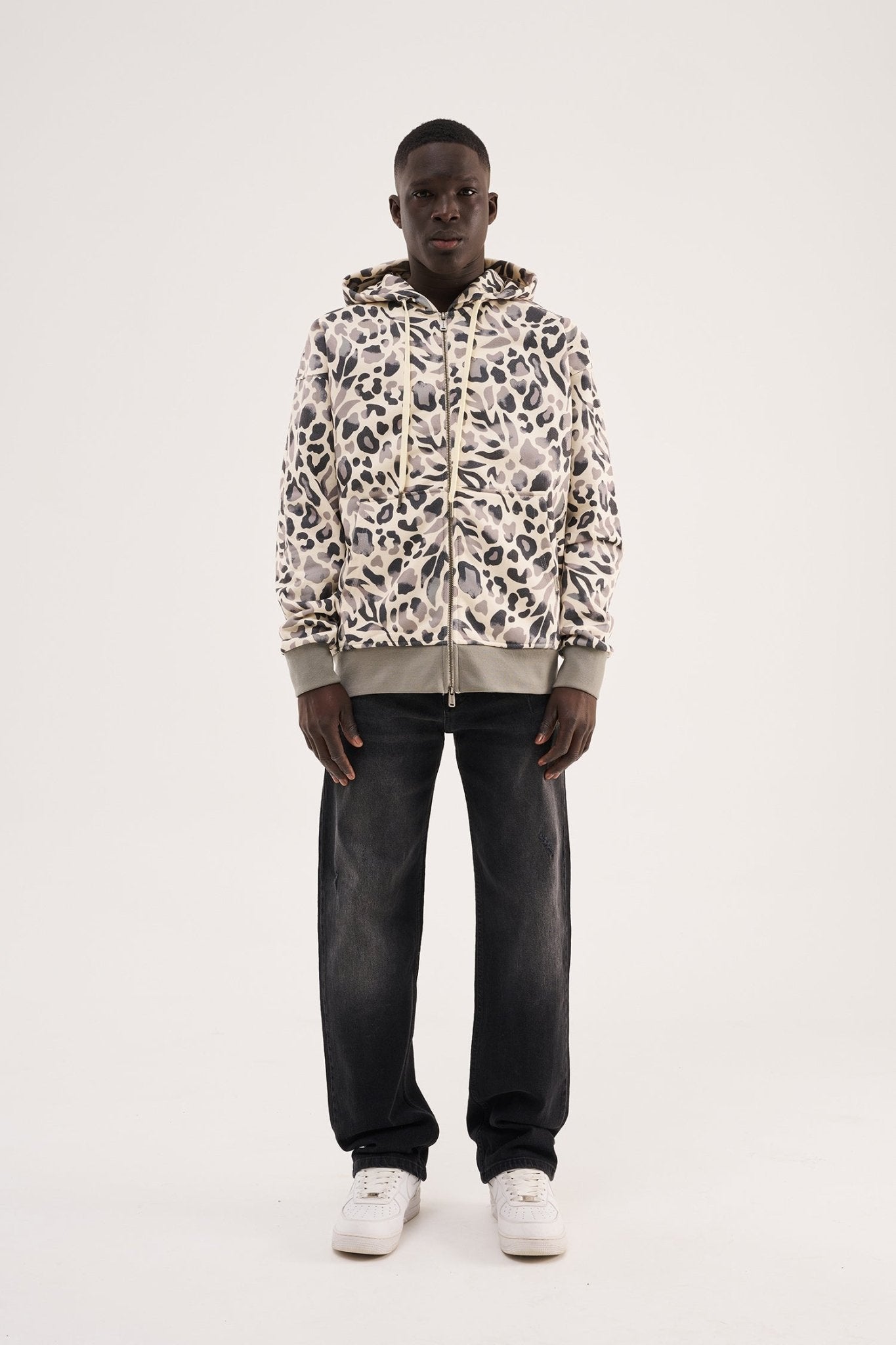 Erkek Distressed Effected Baggy Jean Pantolon Siyah