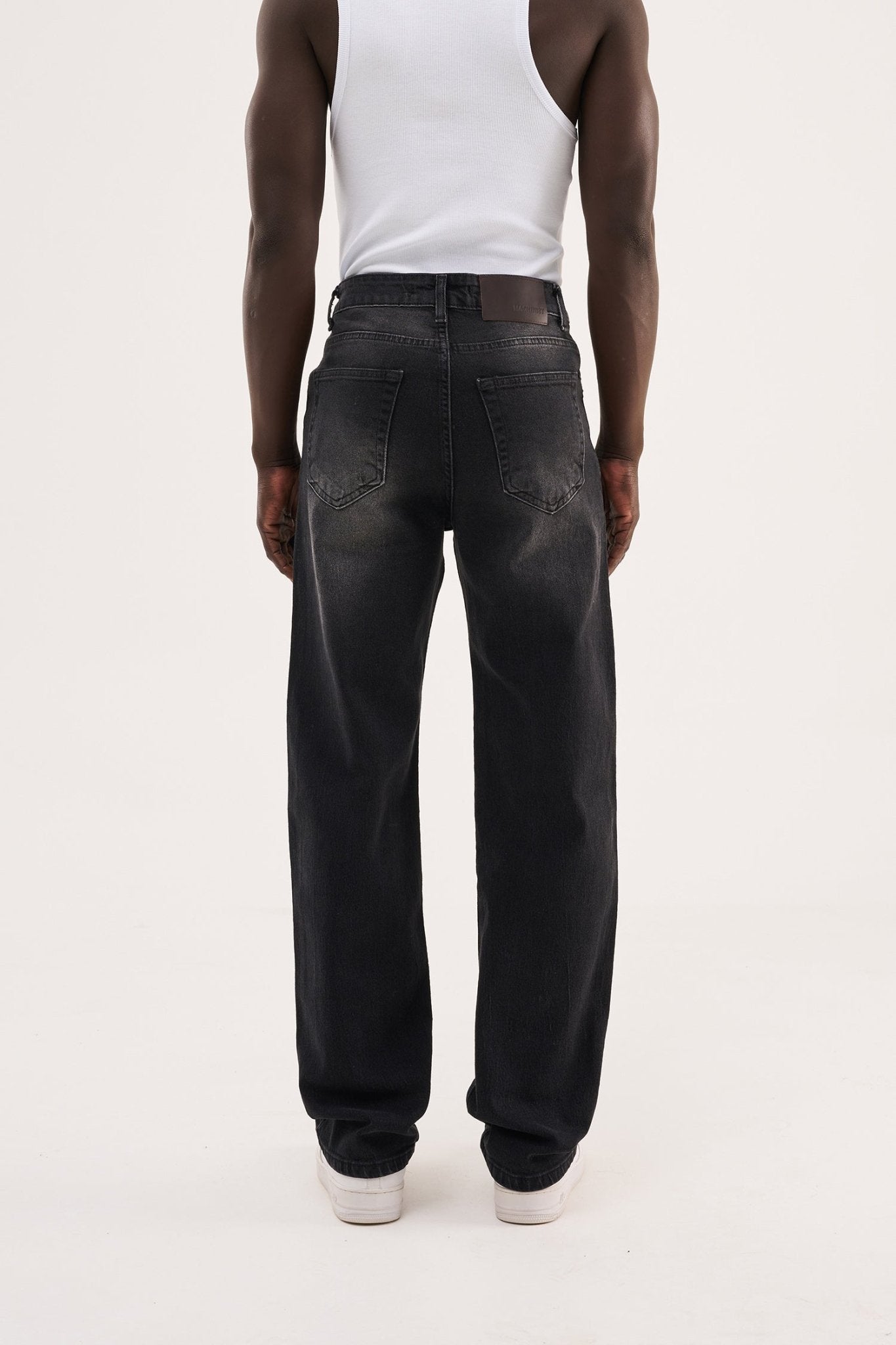 Erkek Distressed Effected Baggy Jean Pantolon Siyah