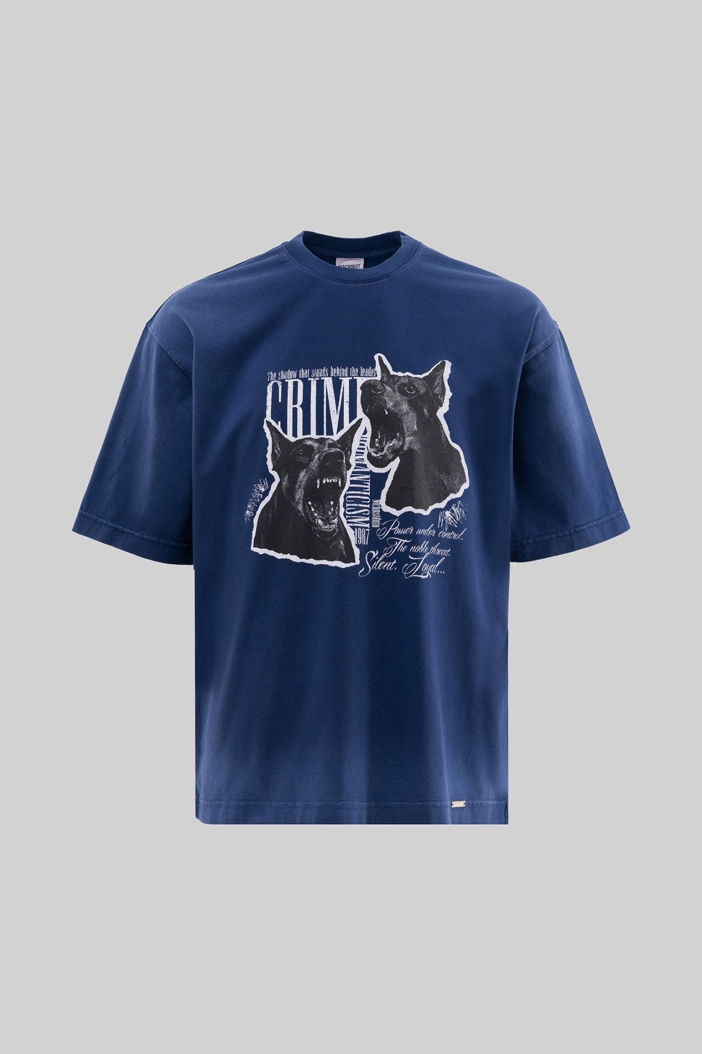 Erkek Dog Printed Oversize Tişört Gece Mavisi