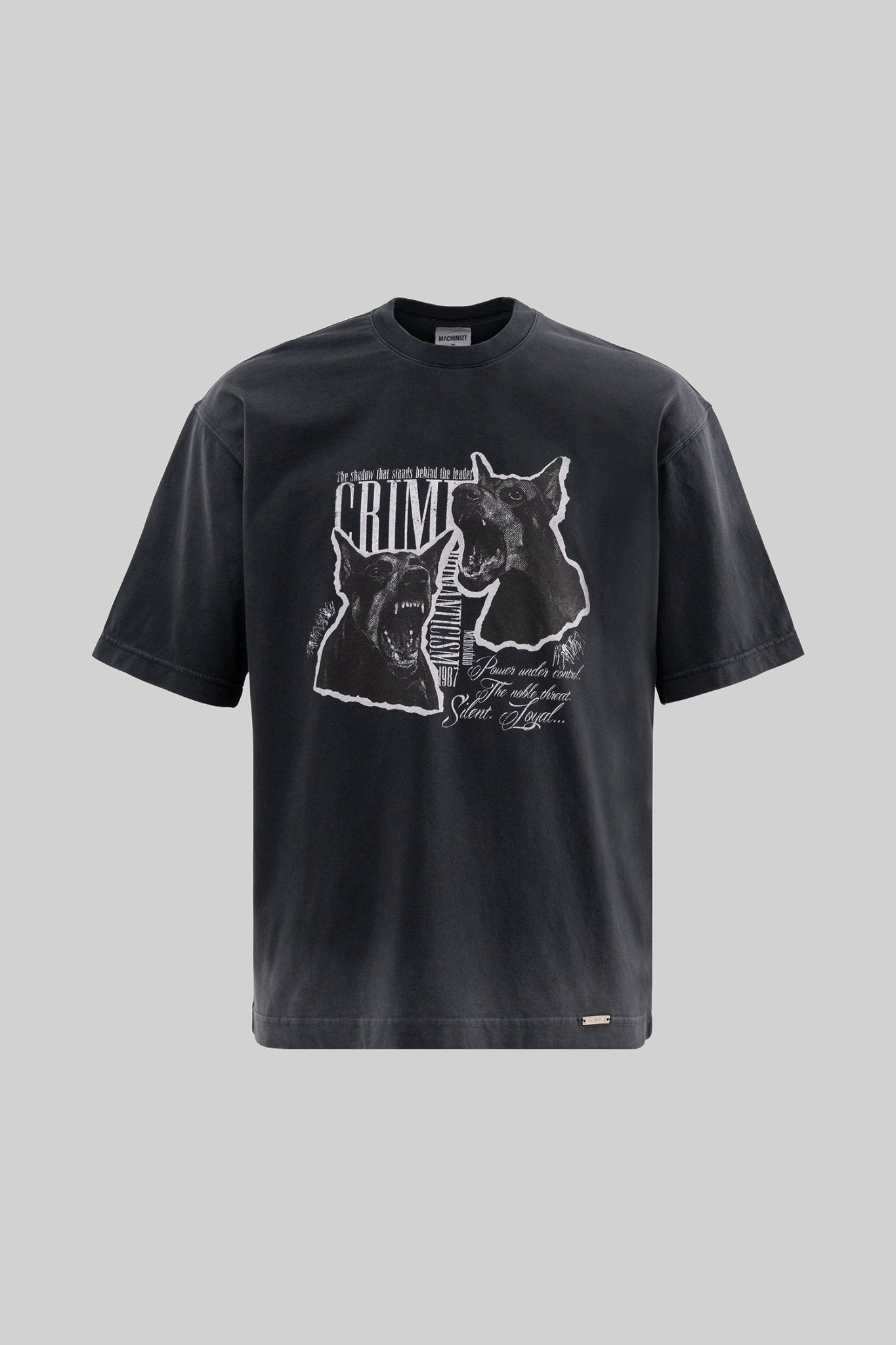 Erkek Dog Printed Oversize Tişört Siyah