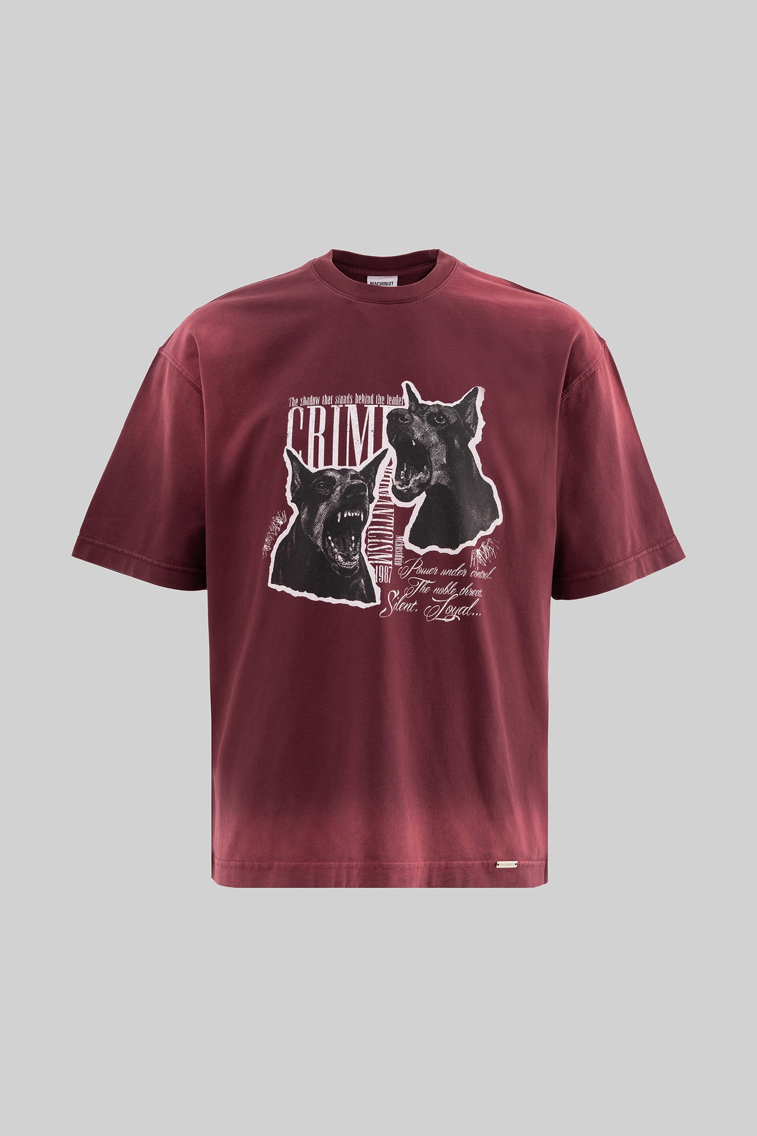 Erkek Dog Printed Oversize Tişört Vişne