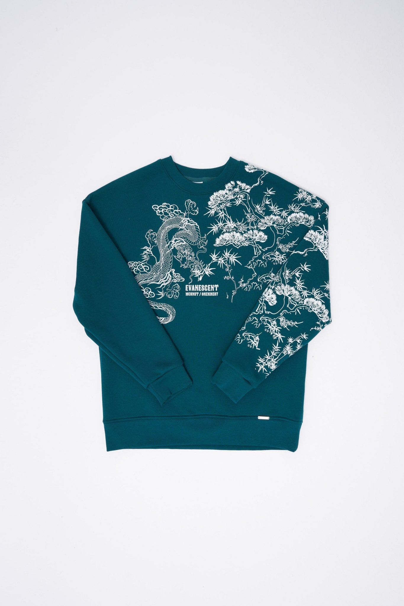 Erkek Dragon Printed Sweatshirt Yağ Yeşili