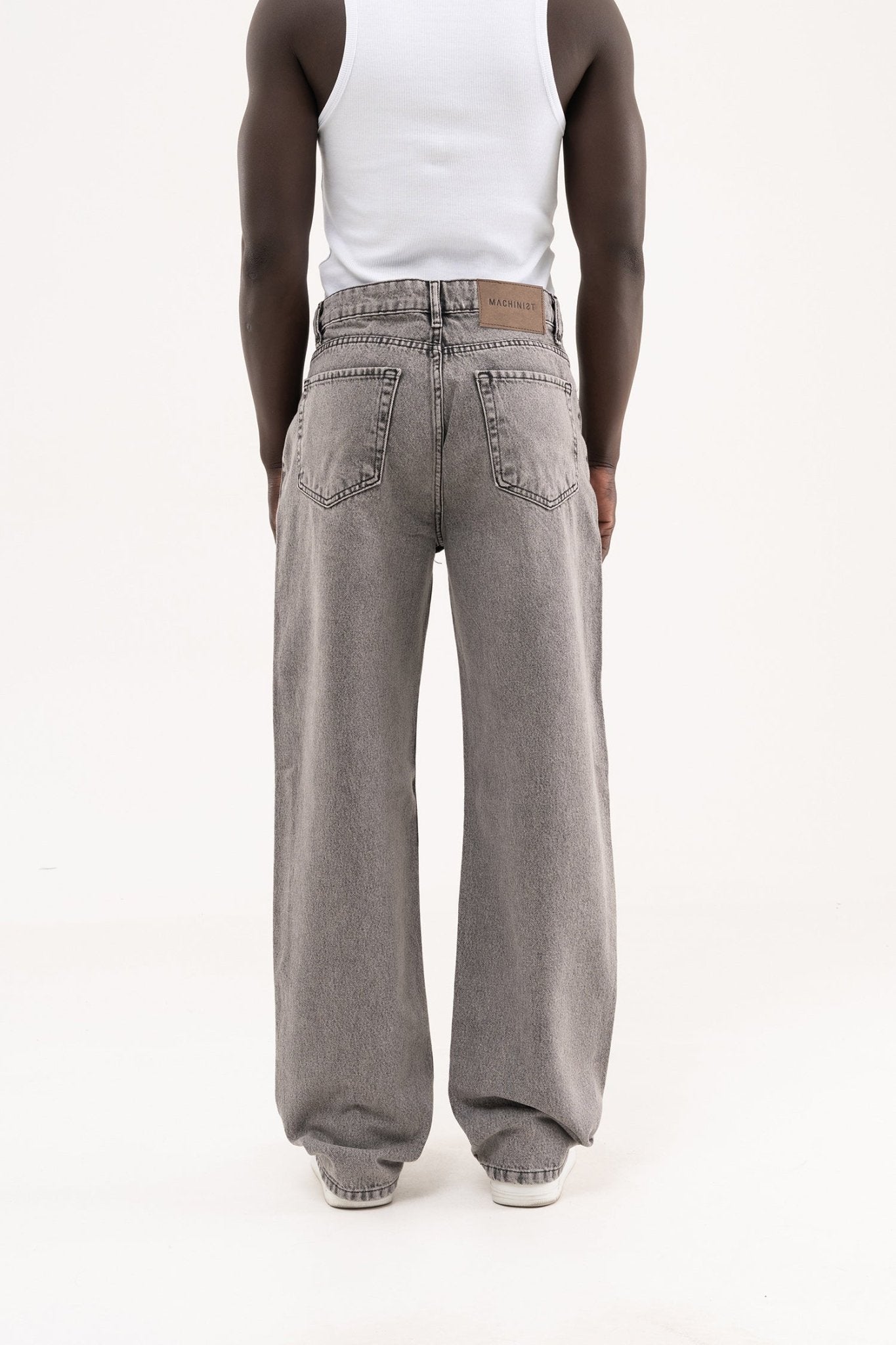 Erkek Efektli Baggy Jean Pantolon Gri