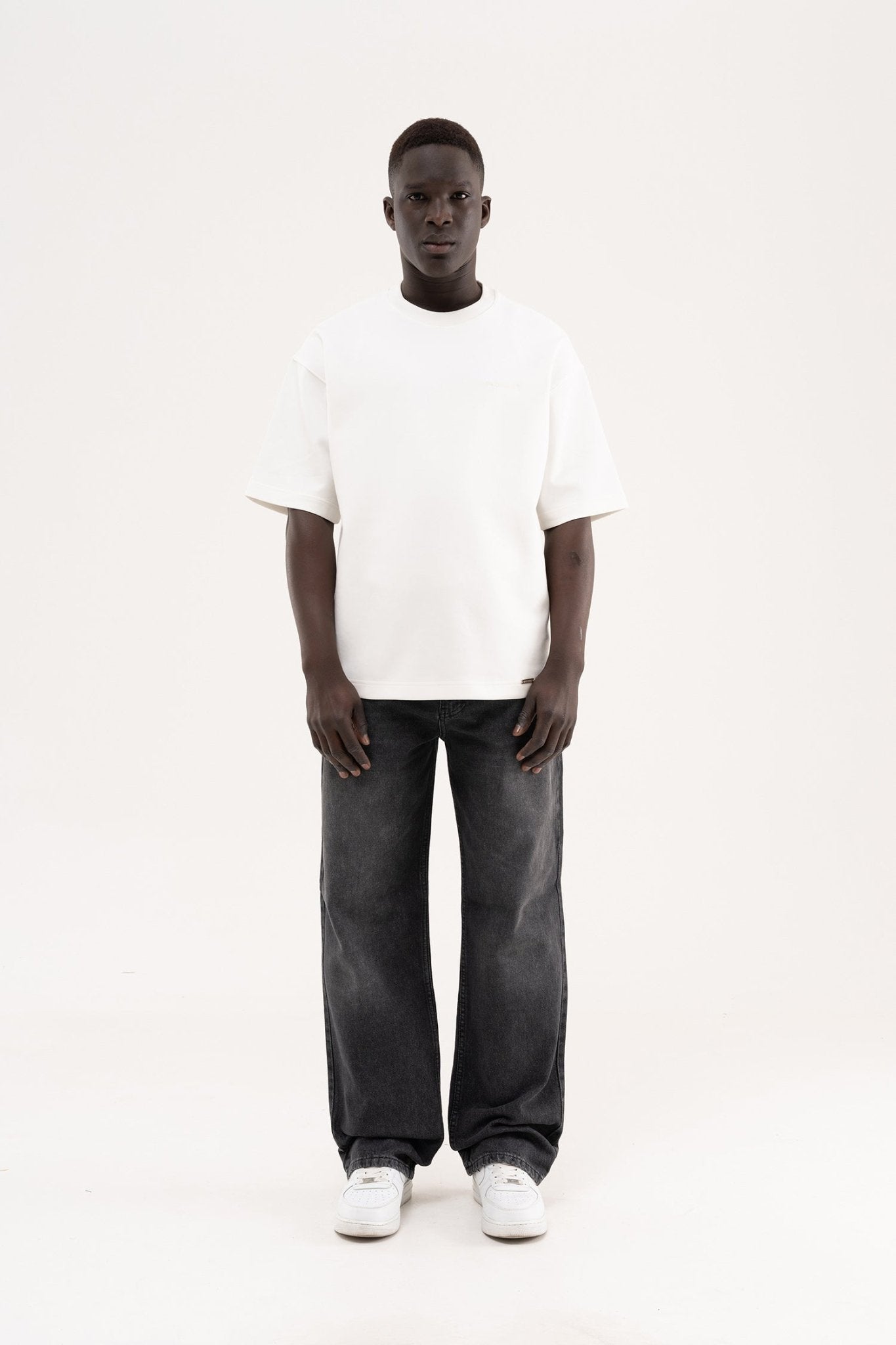Erkek Efektli Baggy Jean Pantolon Siyah