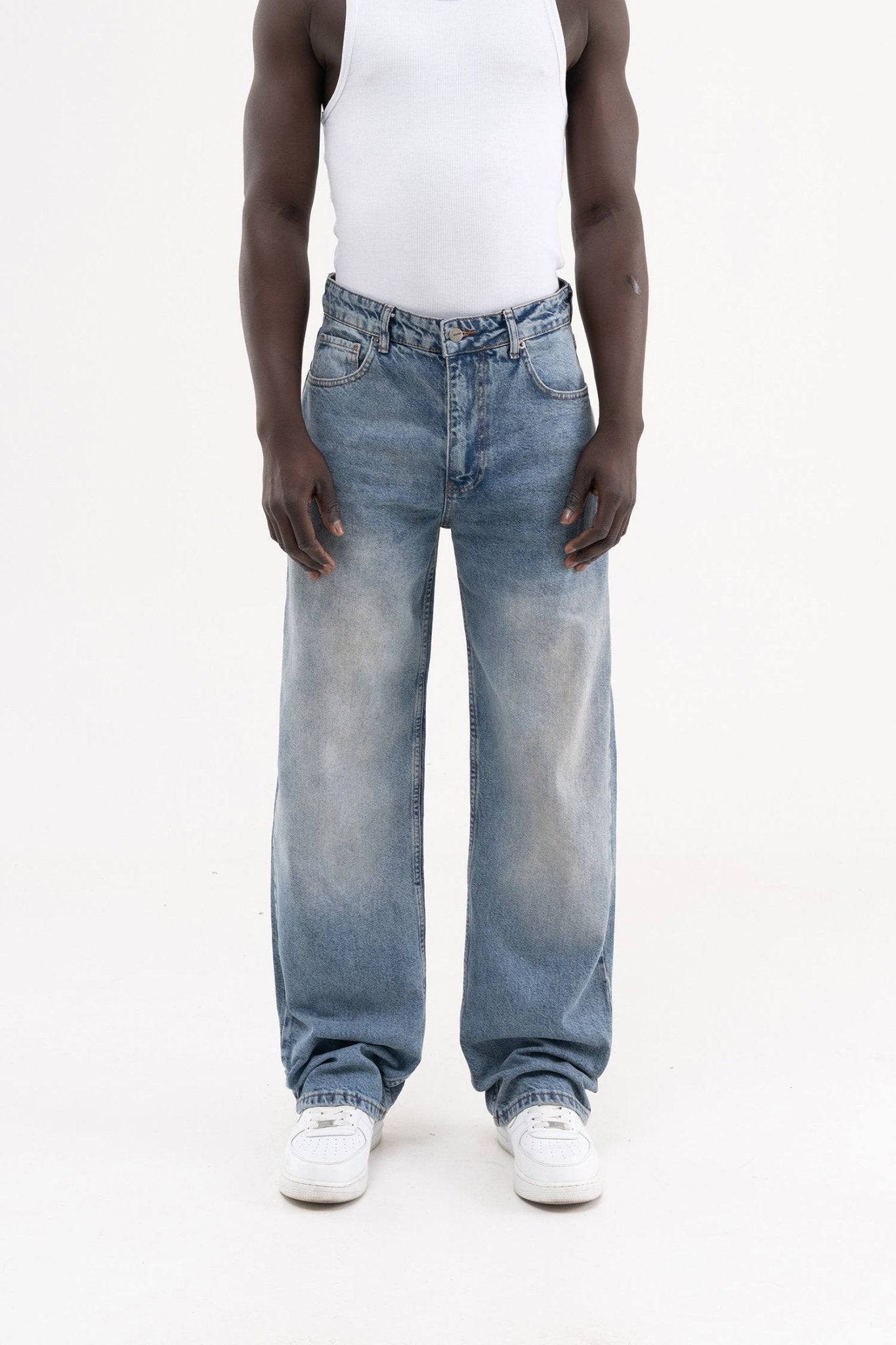 Erkek Effected Velvet Baggy Jean Pantolon Açık Gümüş