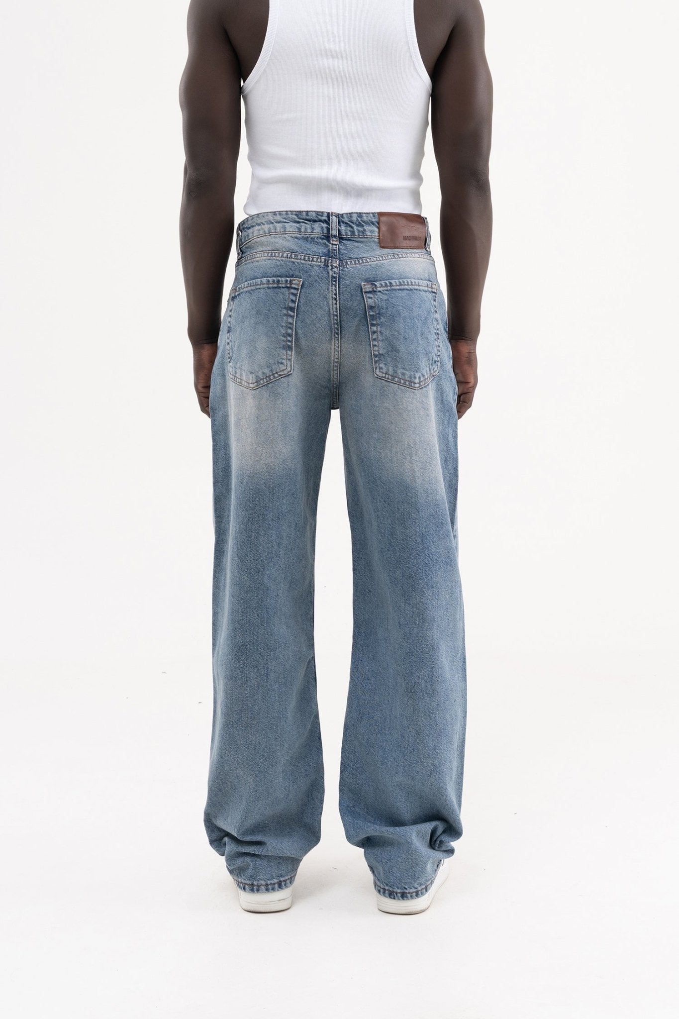Erkek Effected Velvet Baggy Jean Pantolon Açık Gümüş