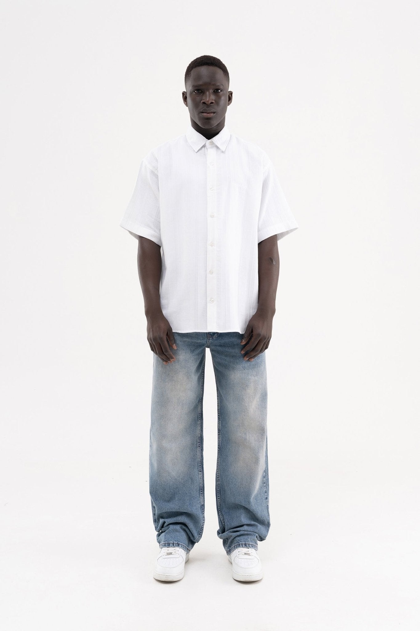 Erkek Effected Velvet Baggy Jean Pantolon Açık Gümüş